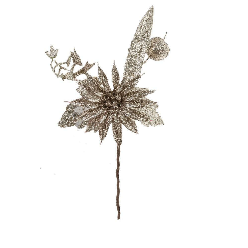 Изображение товара Новогоднее украшение цветок 17x17 см серебристое декоративное изделие