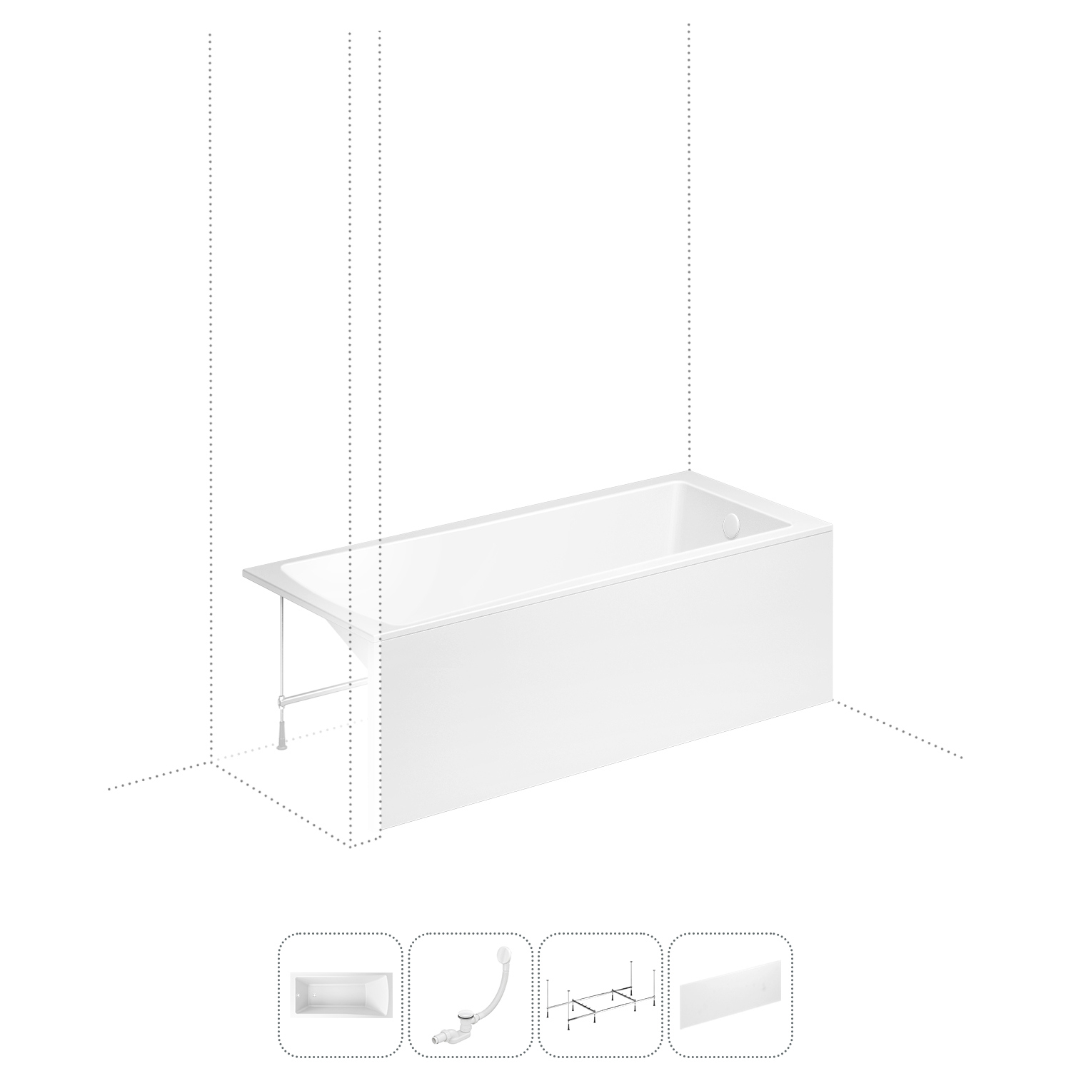 Изображение товара Акриловая прямоугольная ванна Lavinia Boho 180x80 см с комплектом и гарантией