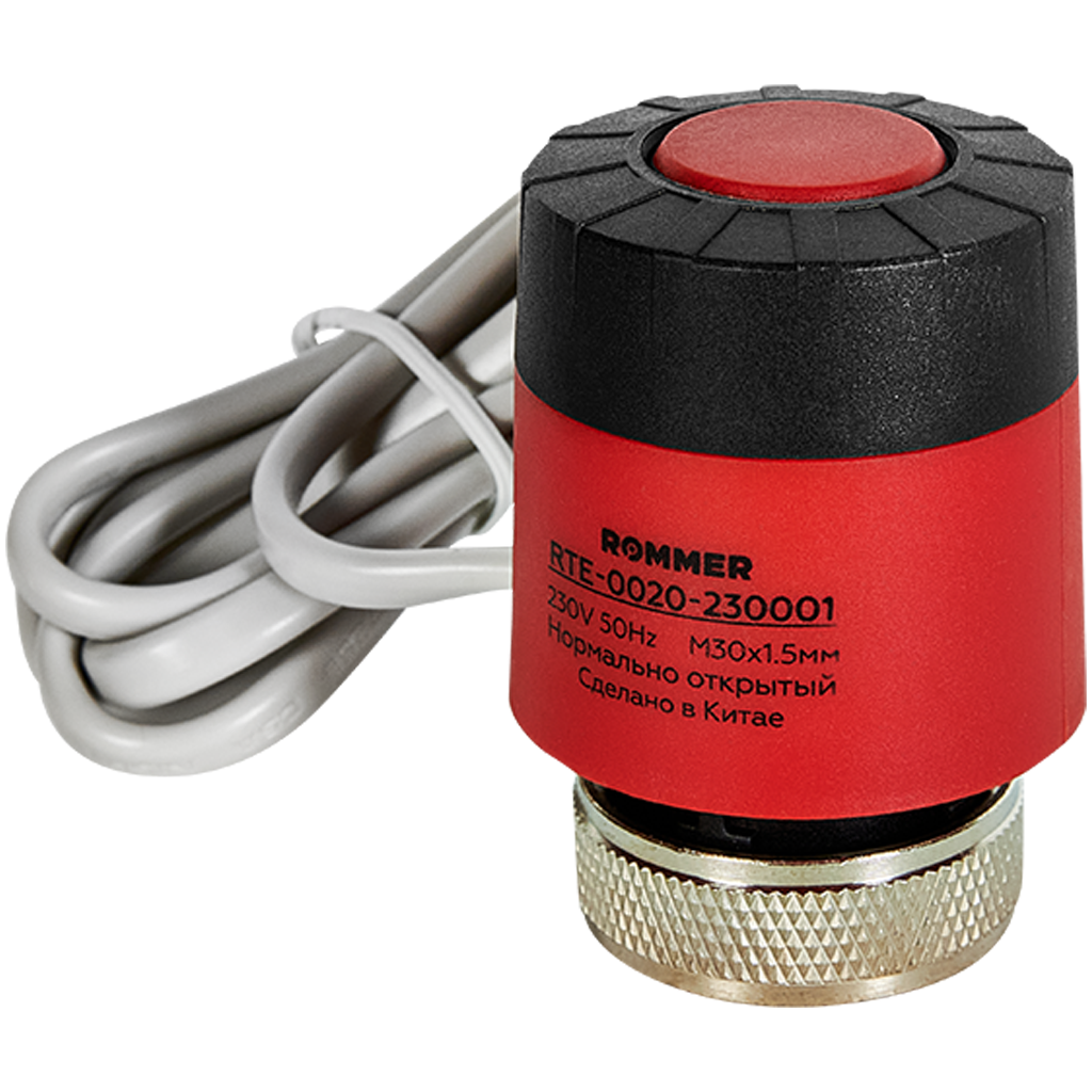 Изображение товара Электротермический сервопривод Rommer RTE-0010-230001 нормально закрытый 230В с фиксатором