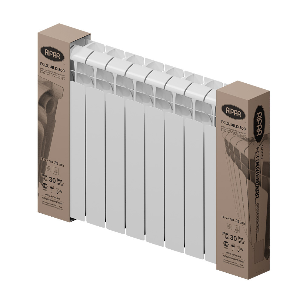 Изображение товара Радиатор секционный Rifar EcoBuild RE50012 12 секций биметалл боковое подключение