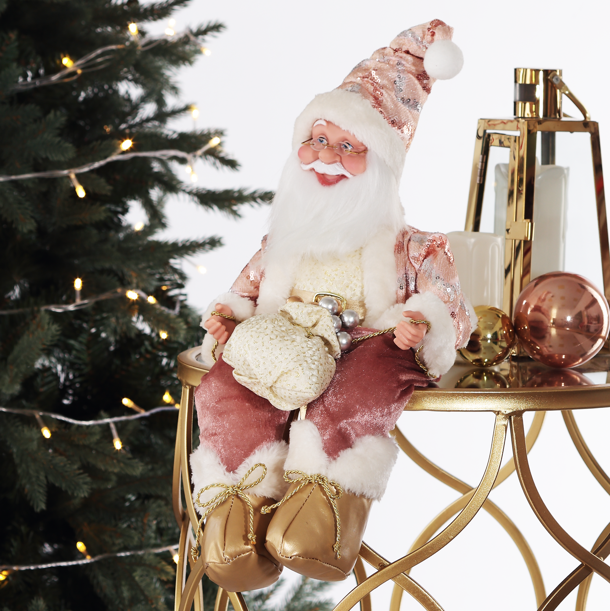 Изображение товара Игрушка Дед Мороз 46 см розовый с музыкальными функциями для праздничного декора