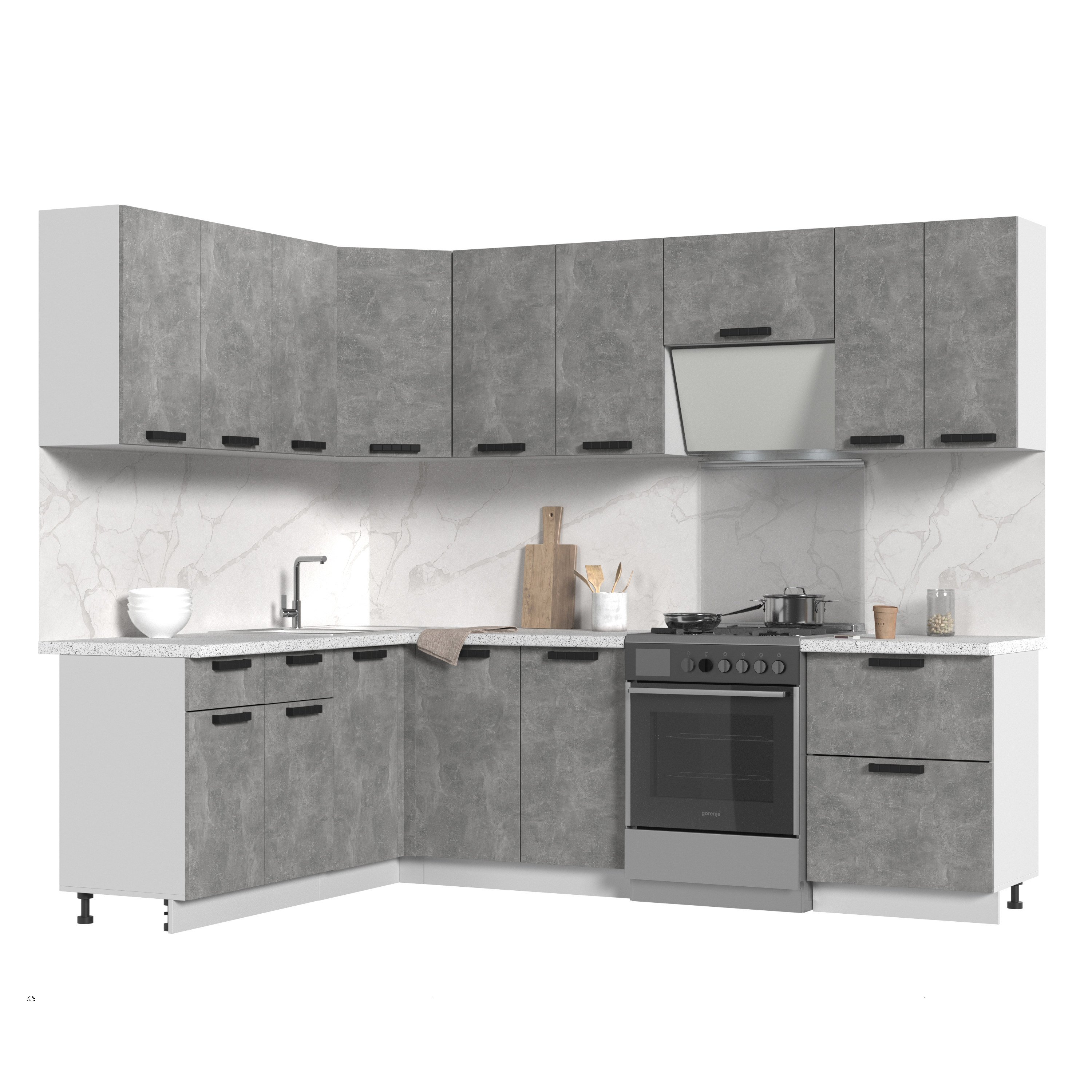 Изображение товара Кухонный гарнитур Лён со столешницей 2.6 см Пасаденна 200x217 см Россия