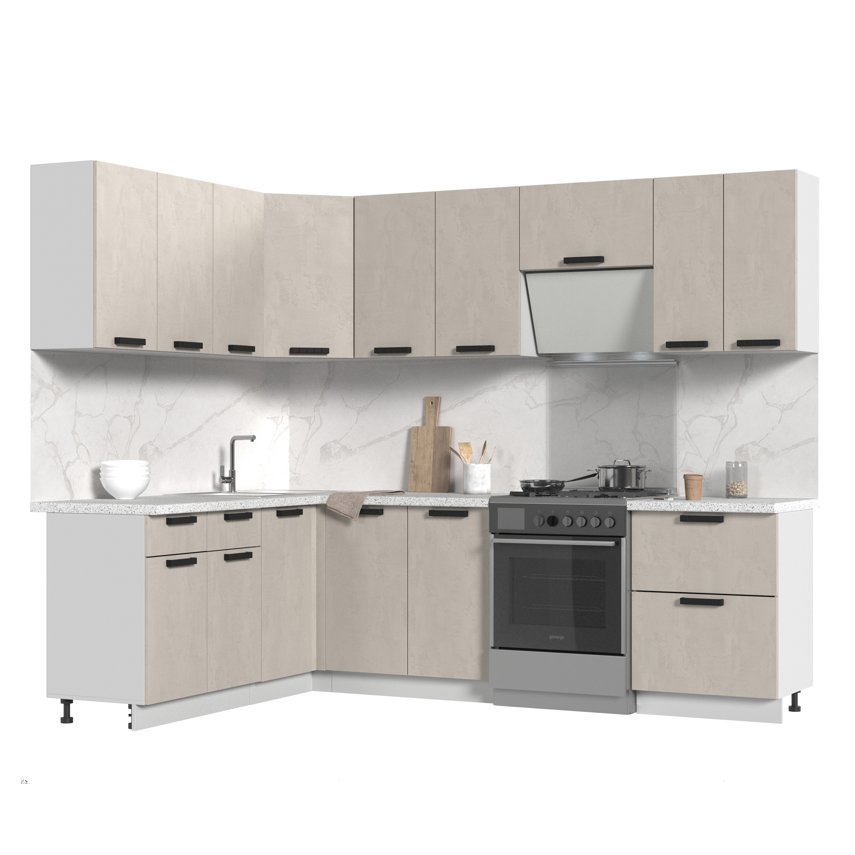 Изображение товара Кухонный гарнитур Пасаденна со столешницей 2.6 см, бежевый, Россия