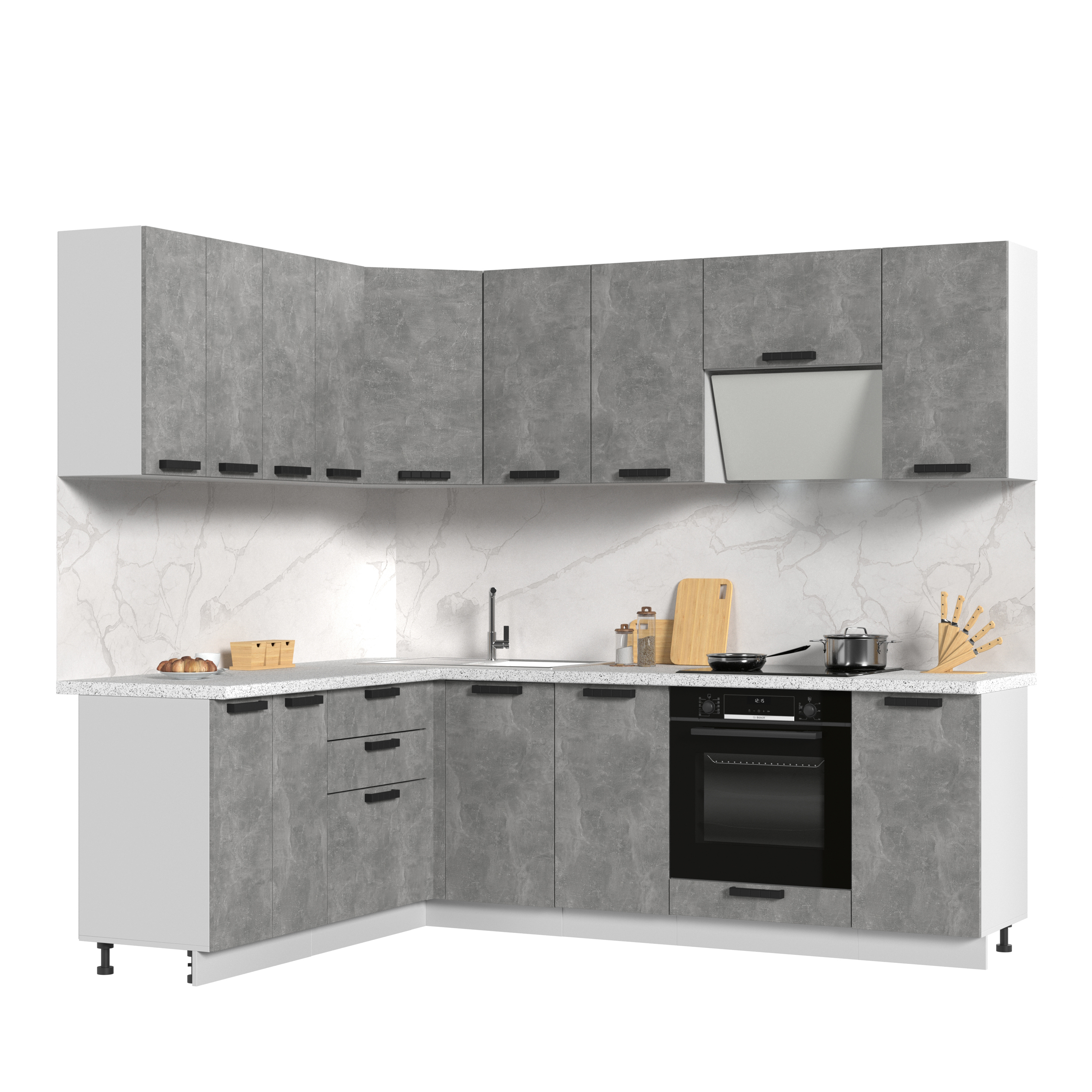 Изображение товара Кухонный гарнитур Пасаденна со столешницей Лён Светлый 240x217 см Россия