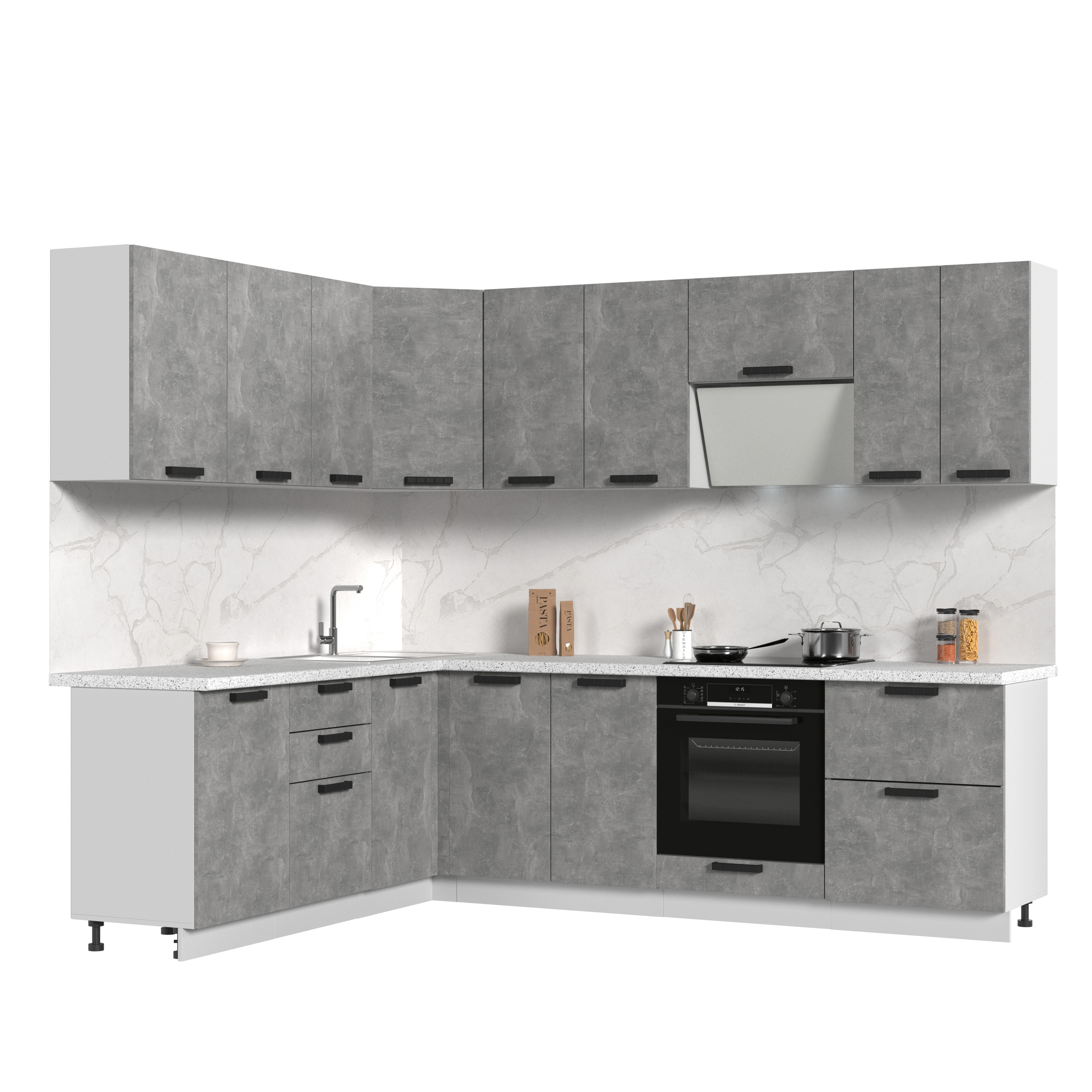 Изображение товара Кухонный угловой гарнитур Пасаденна 260x217 см для малых кухонь Россия