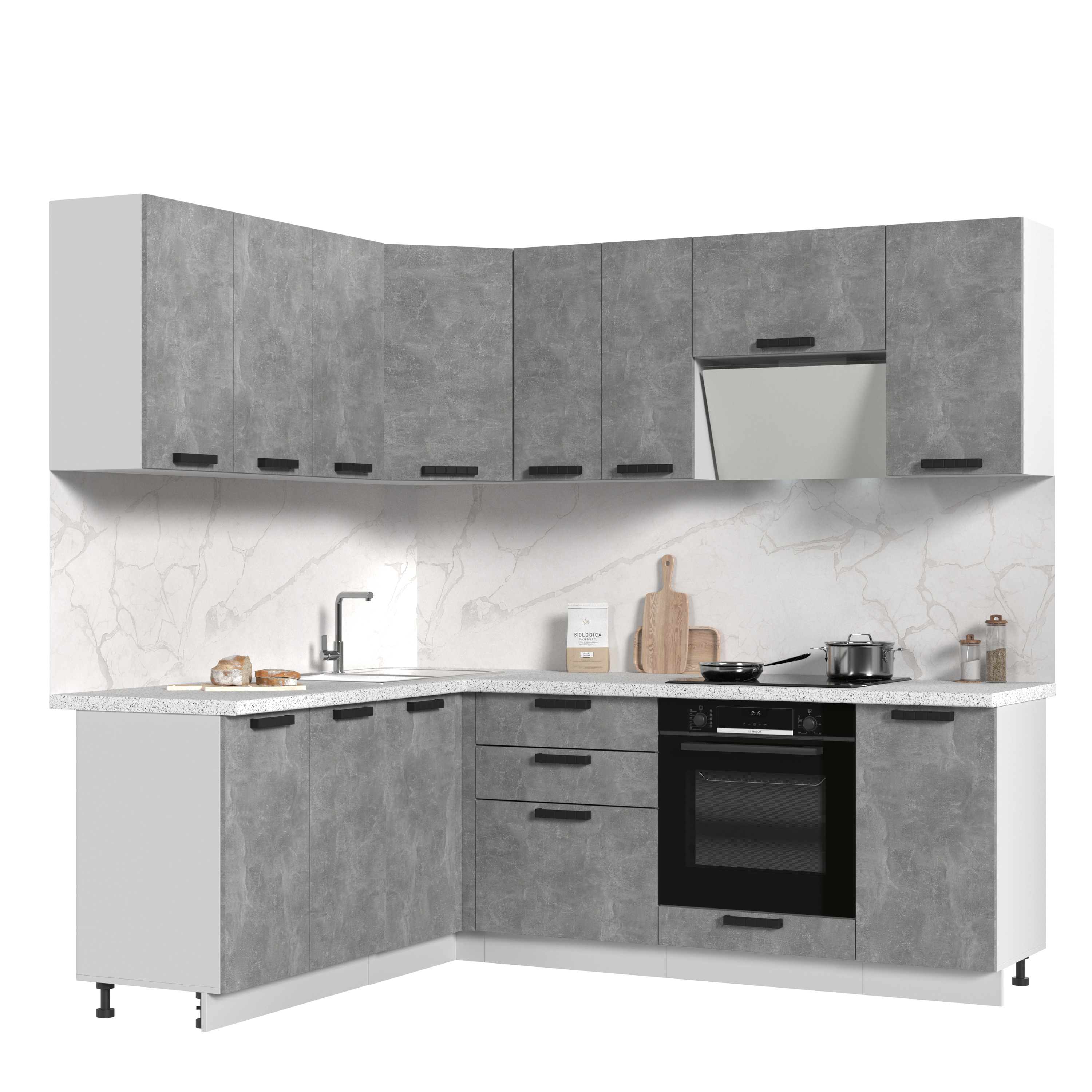 Изображение товара Кухонный гарнитур Пасаденна КГ180-220БАС 220x217 см светлый лдсп Россия