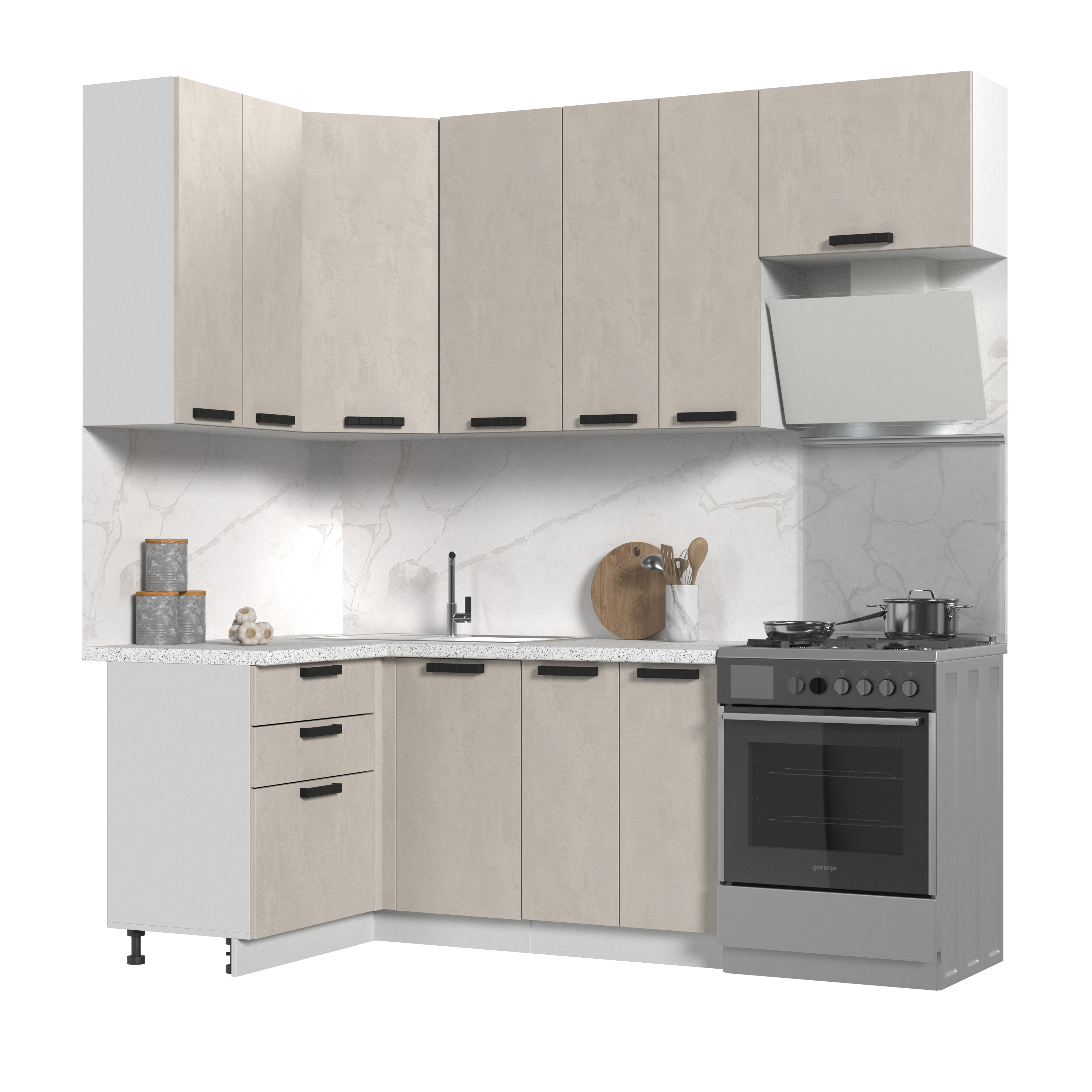 Изображение товара Кухонный гарнитур Пасаденна 160x237 см ЛДСП бежевый с столешницей 38 мм