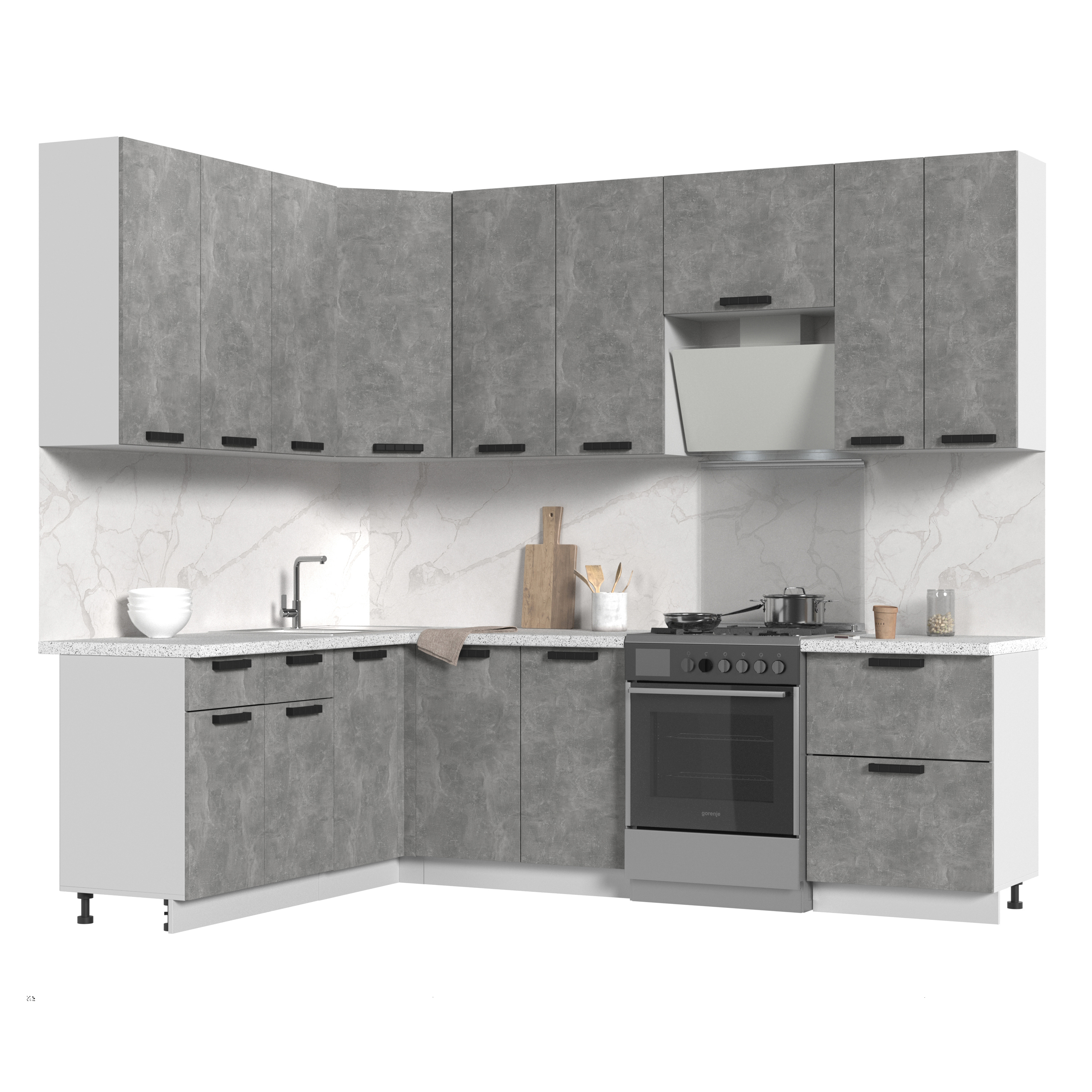 Изображение товара Кухонный гарнитур Пасаденна со столешницей 38 мм, светлый цвет, Россия