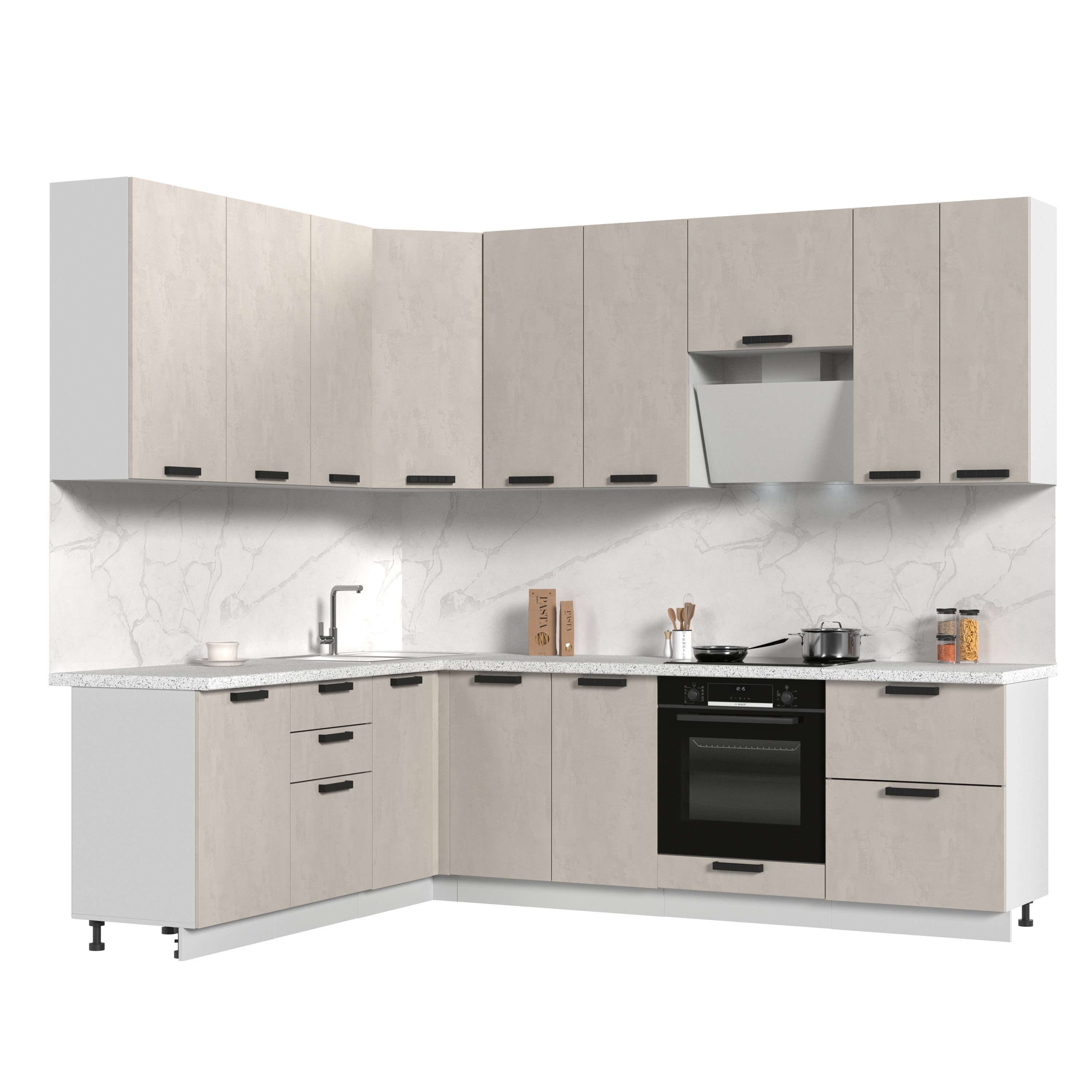 Изображение товара Кухонный гарнитур Пасаденна угловой из ЛДСП с столешницей 38мм Россия