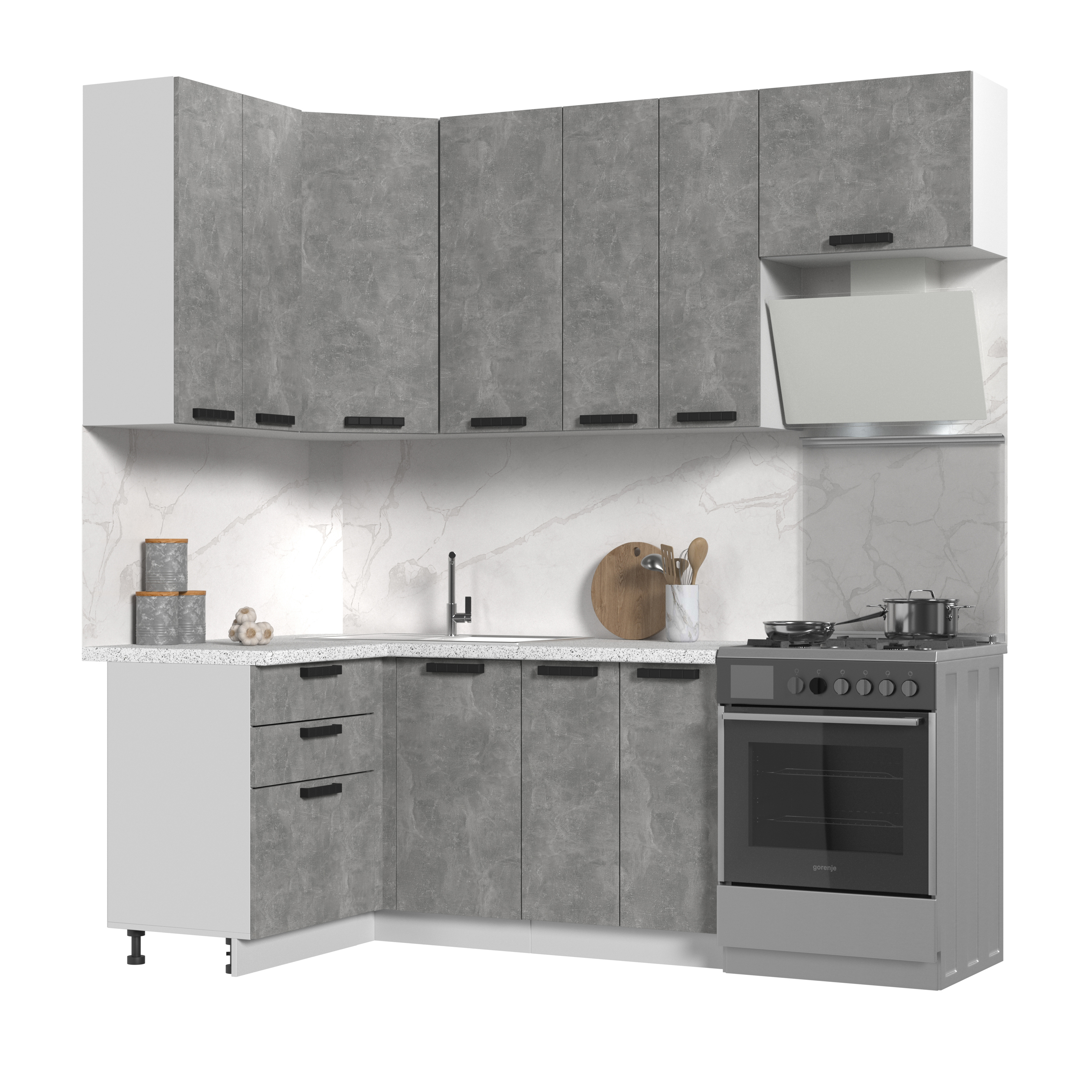 Изображение товара Кухонный гарнитур Стендмебель Пасаденна КГ120-160в-БАС 160x237 см светлый цвет