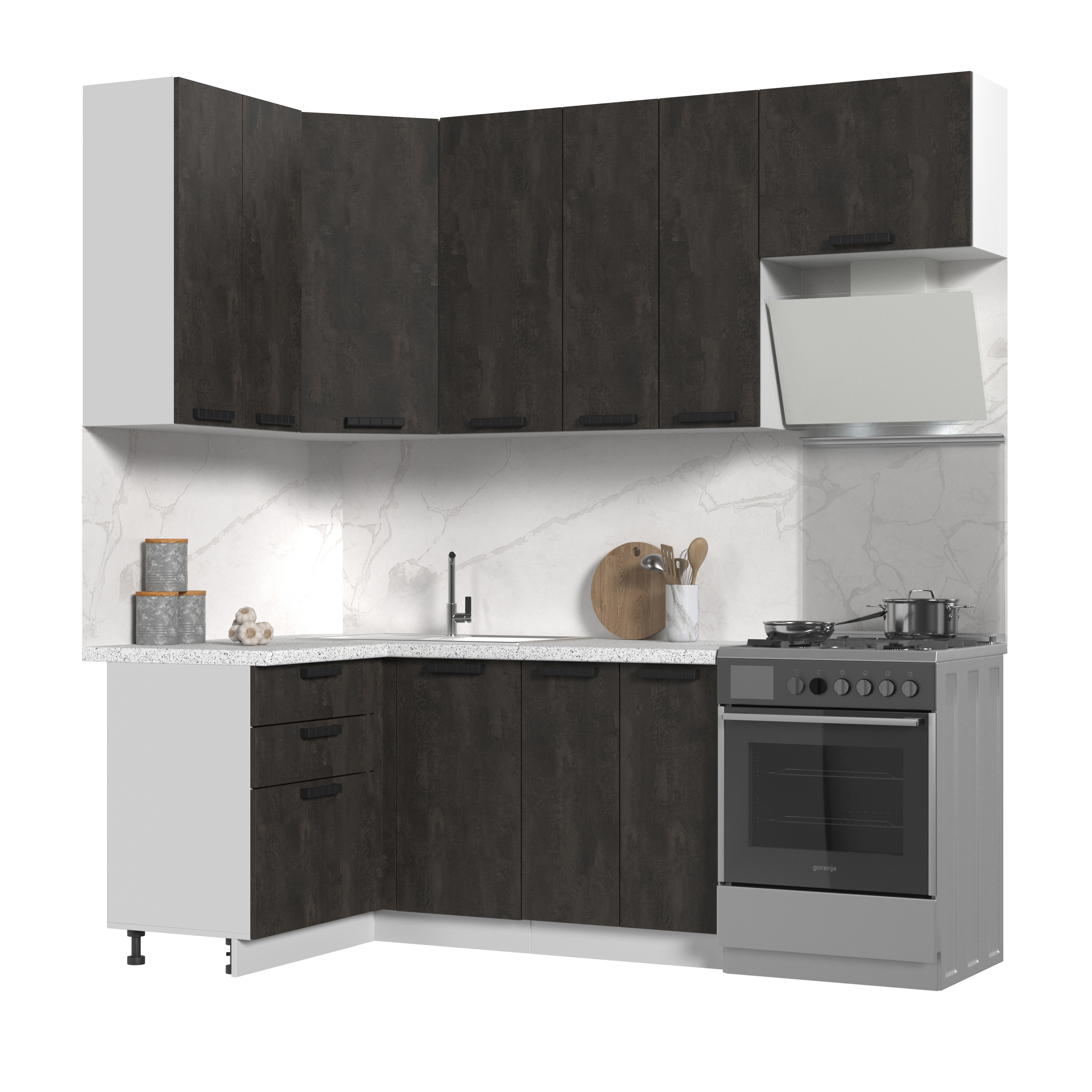 Изображение товара Кухонный гарнитур Пасаденна КГ120-160в Бук, модульный стиль, 8 шкафов