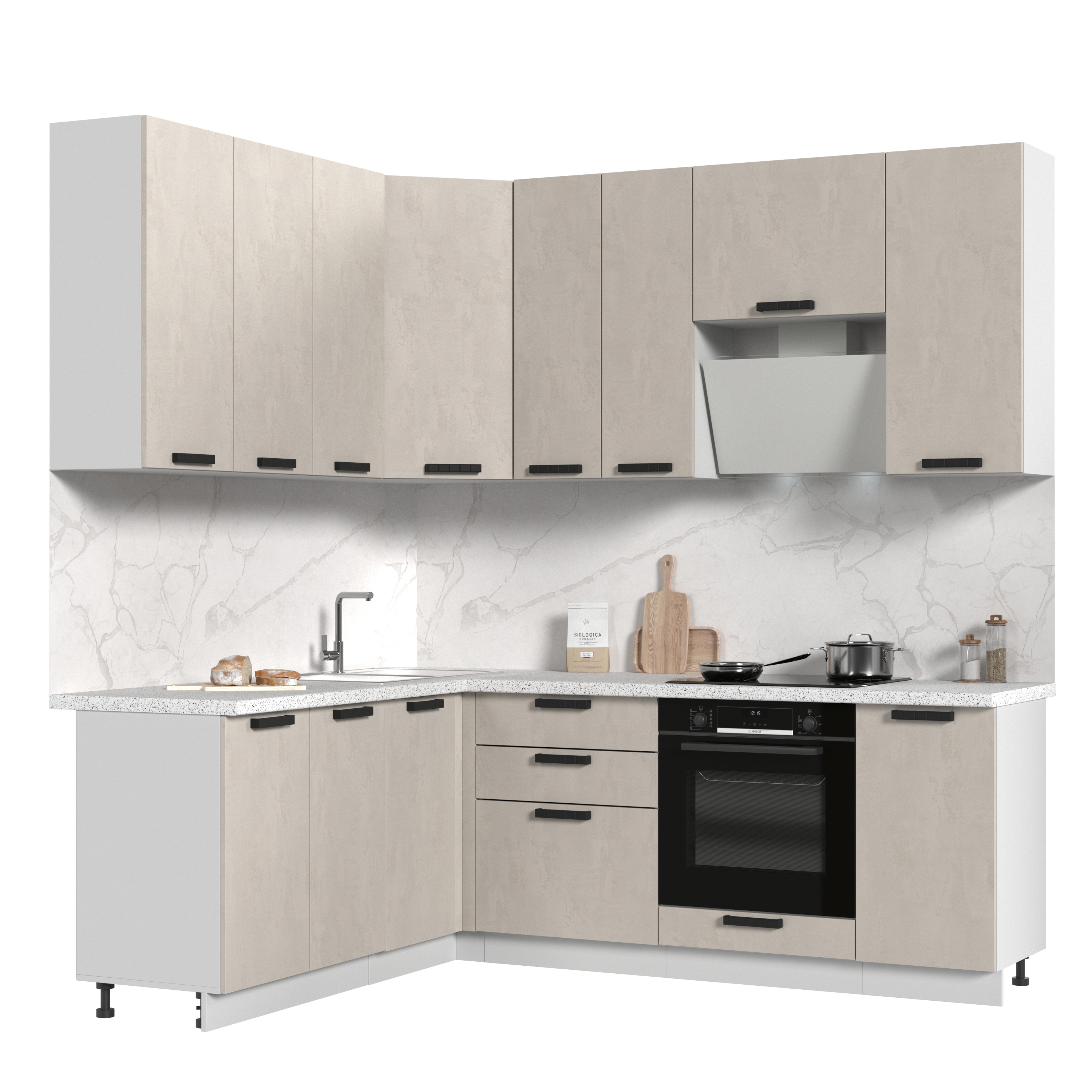 Изображение товара Кухонный гарнитур Стендмебель ПасаденнаКГ180-220в-БШК 220x237x60 см ЛДСП цвет бежевый