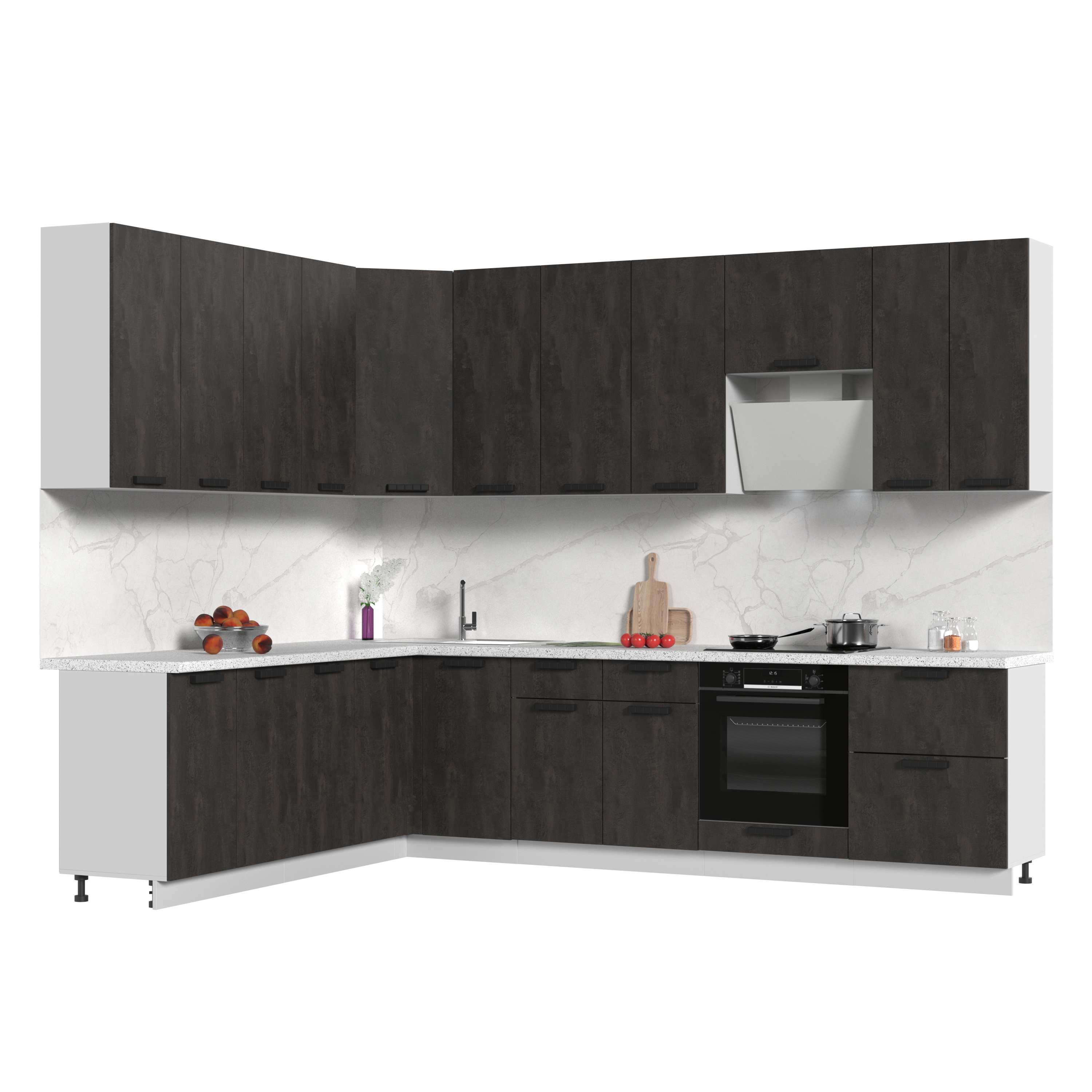 Изображение товара Кухонный гарнитур Стендмебель ПасаденнаКГ220-300в-БУК 300x237x60 см ЛДСП цвет угольный камень