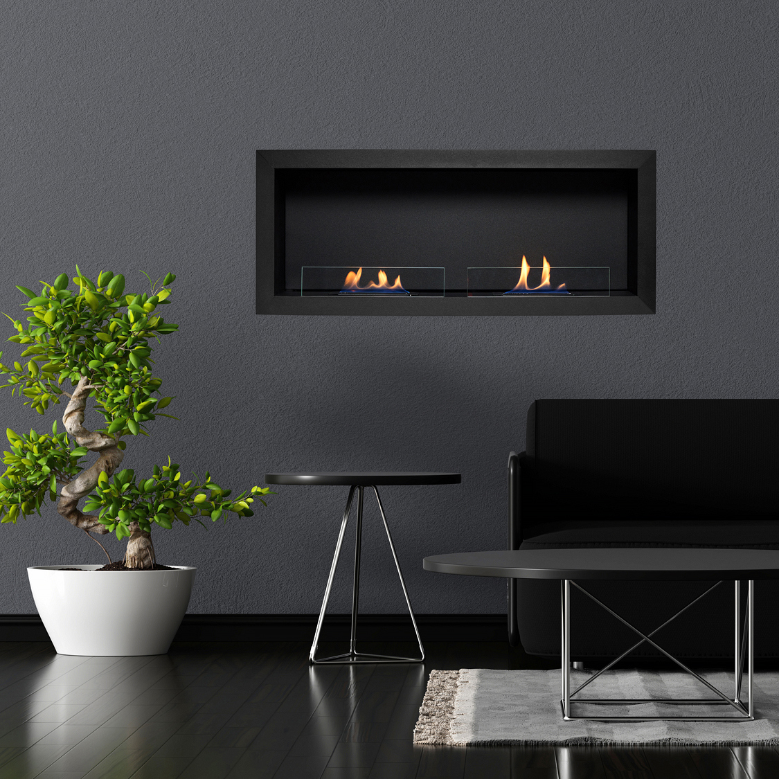 Изображение товара Настенный биокамин Callisto-caminetto Феникс 837x142x349мм черный