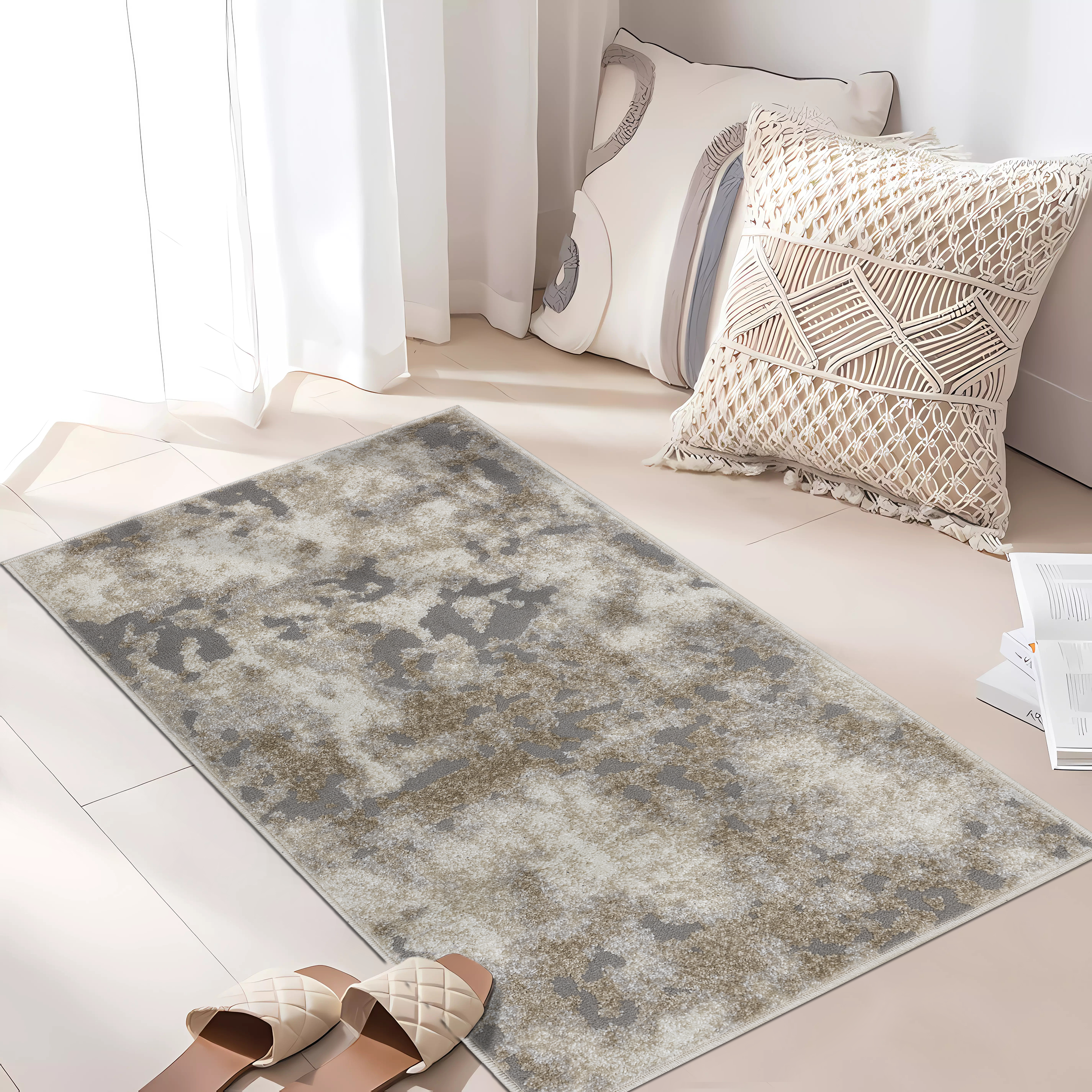 Изображение товара Ковёр Тач 60x110 см полипропилен бежевый водонепроницаемый антистатичный