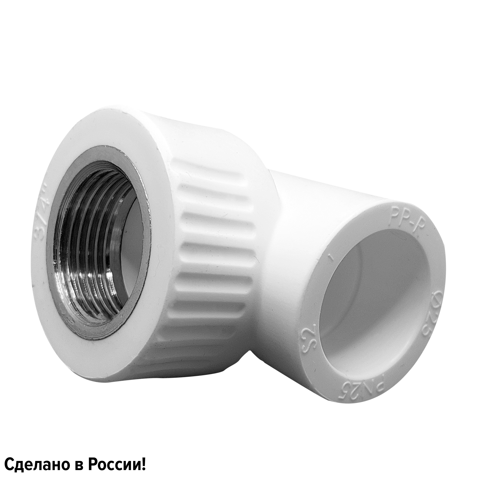 Изображение товара Угол комбинированный 90° Ростерм 25 мм х 3/4 ВР из полипропилена