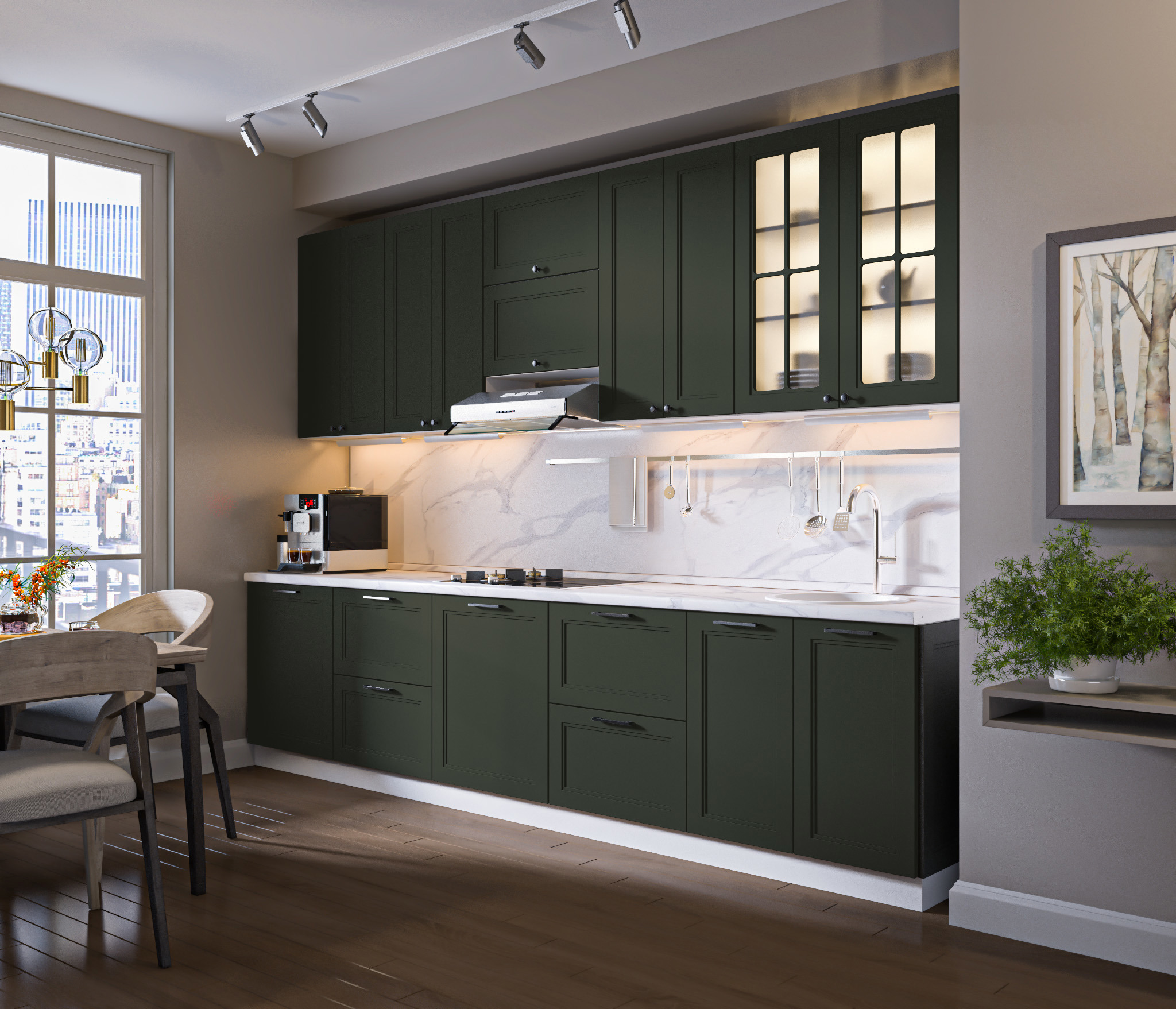 Изображение товара Навесной шкаф Регина Столплит узкий 15x72x29 см МДФ цвет зеленый