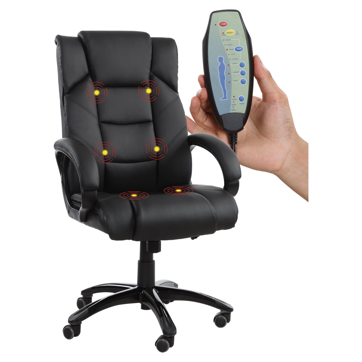 Изображение товара Кресло офисное Brabix Bliss Ms-004 6 массажных модулей 53x122x51 см эко кожа цвет черный Изображение товара Кресло офисное Brabix Bliss Ms-004 6 массажных модулей 53x122x51 см эко кожа цвет черный