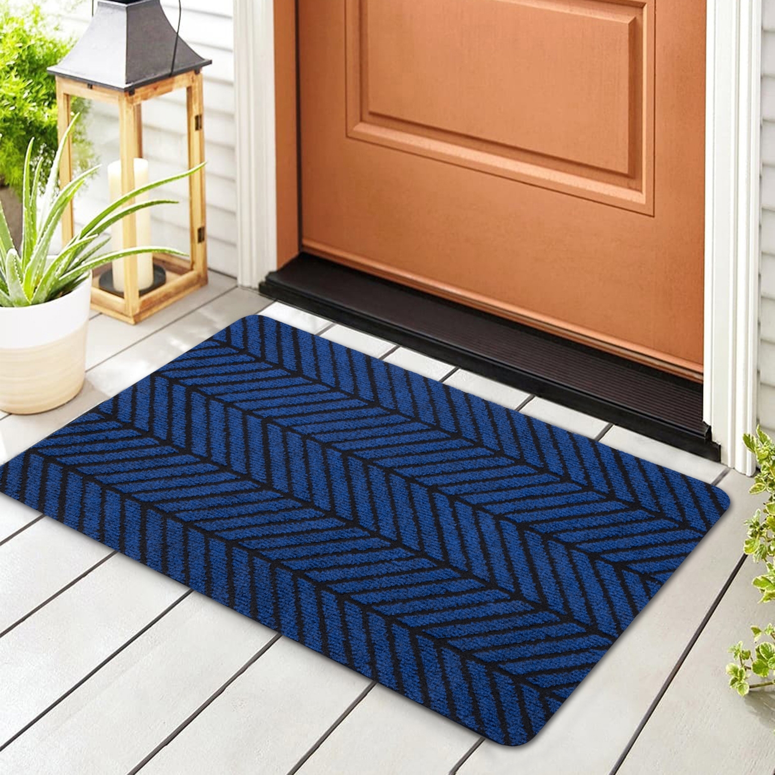 Изображение товара Коврик придверный полиэстер DM2 50x80 см синий противоскользящий