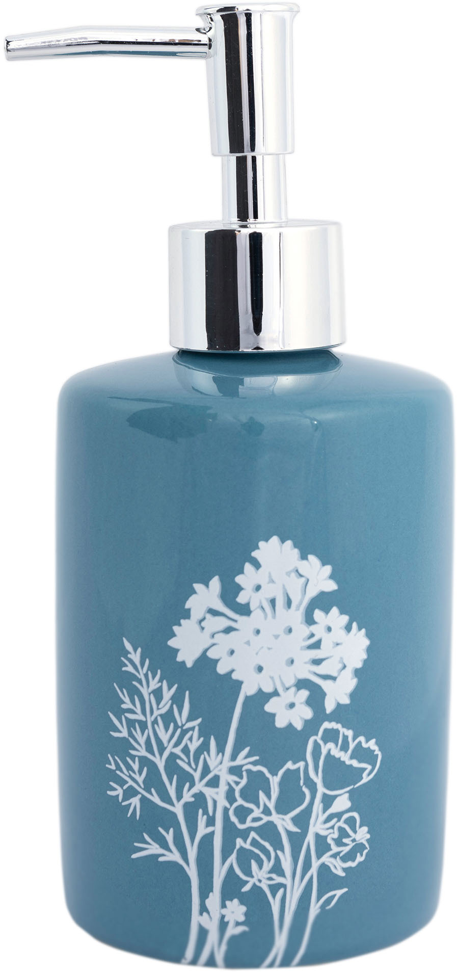 Изображение товара Дозатор для жидкого мыла Вуаль стекло и пластик синего белого цвета