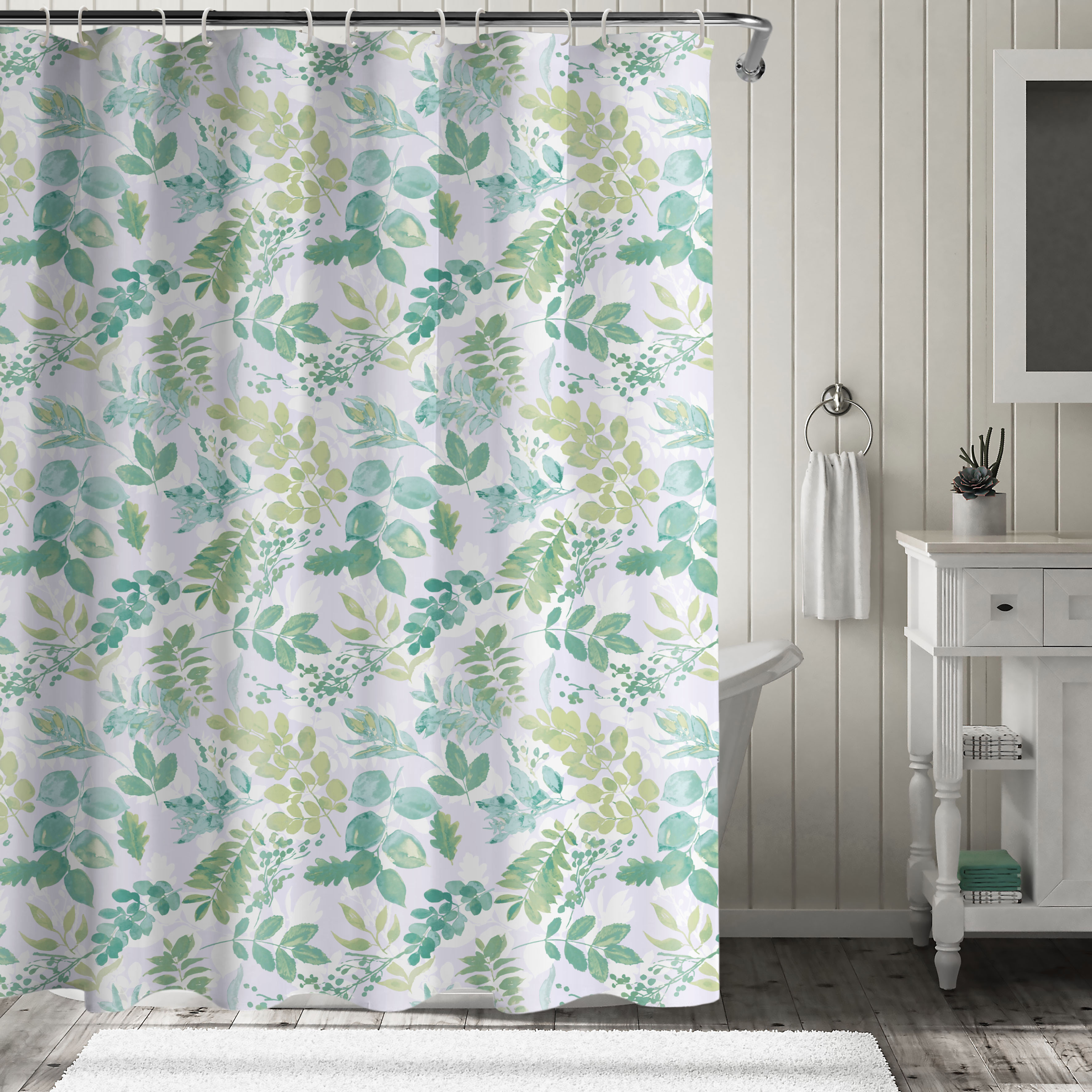 Изображение товара Штора для ванной Весна 180x180 см полиэстер цвет белый бежевый зеленый