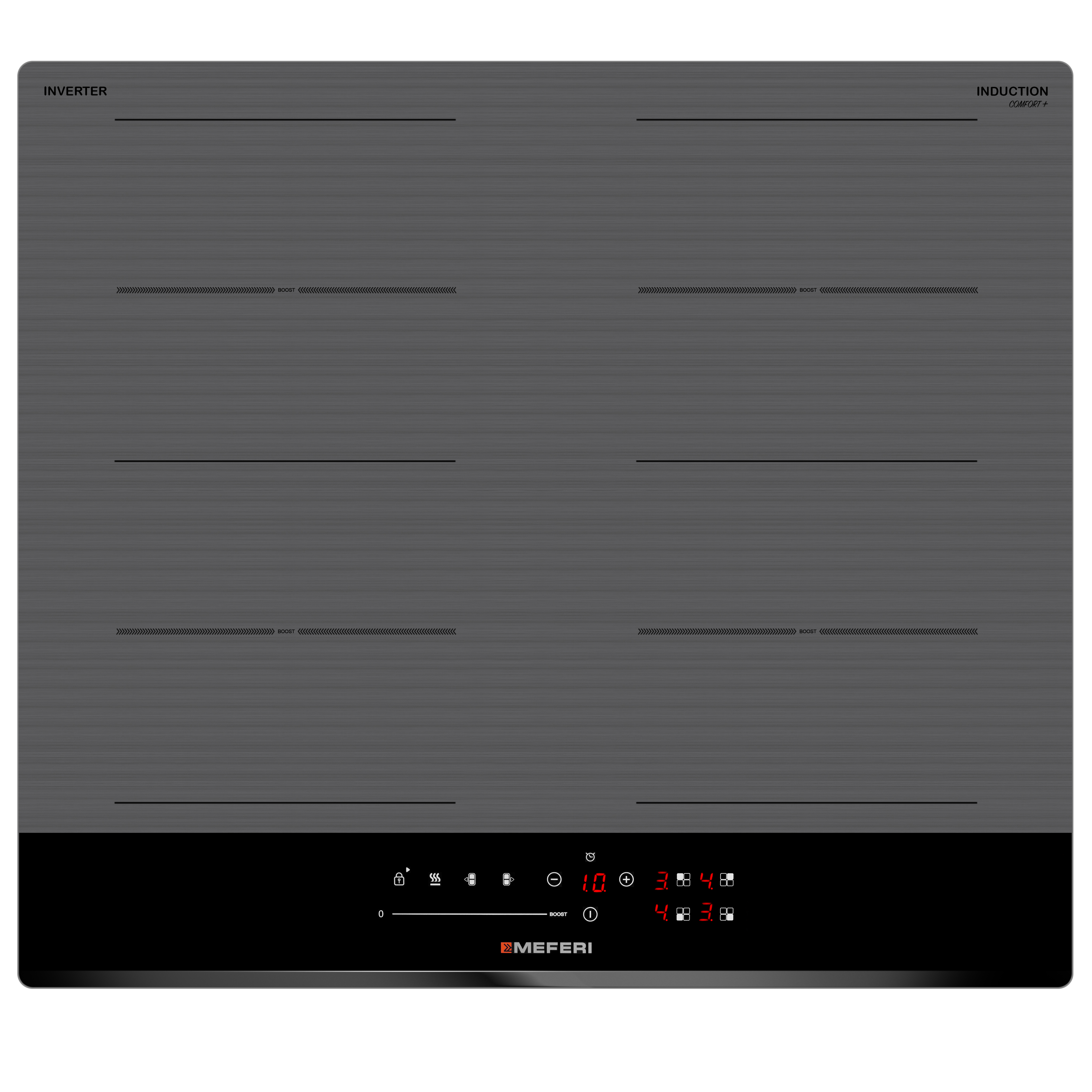 Изображение товара Стеклокерамическая варочная панель Meferi MIH604GR COMFORT PLUS 59 см 4 конфорки цвет серый