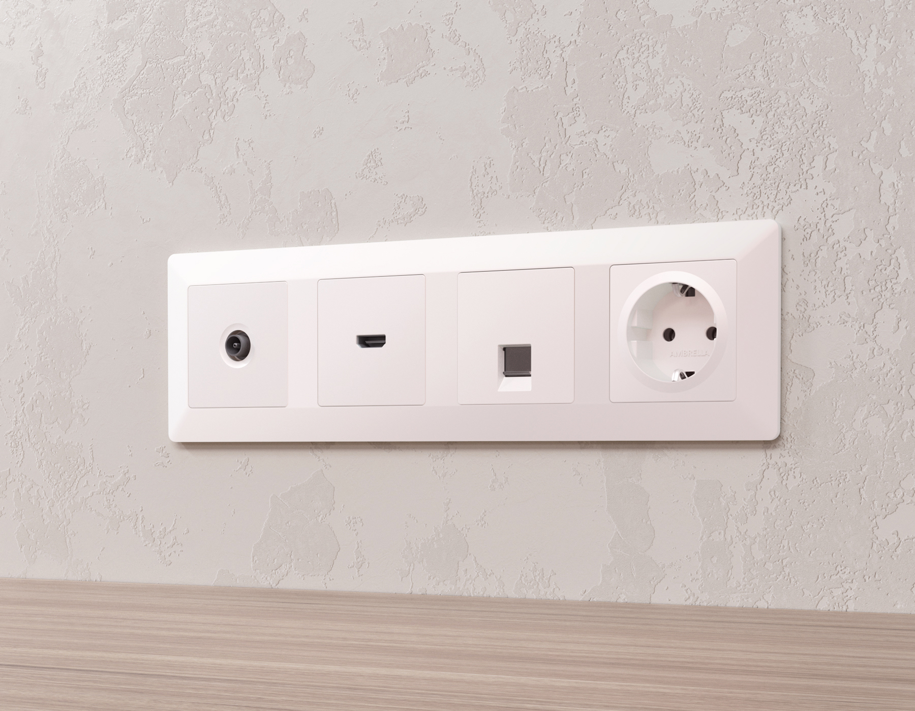 Изображение товара Рамка для розеток и выключателей Ambrella volt Alfa Line AF110204 4 поста жемчуг