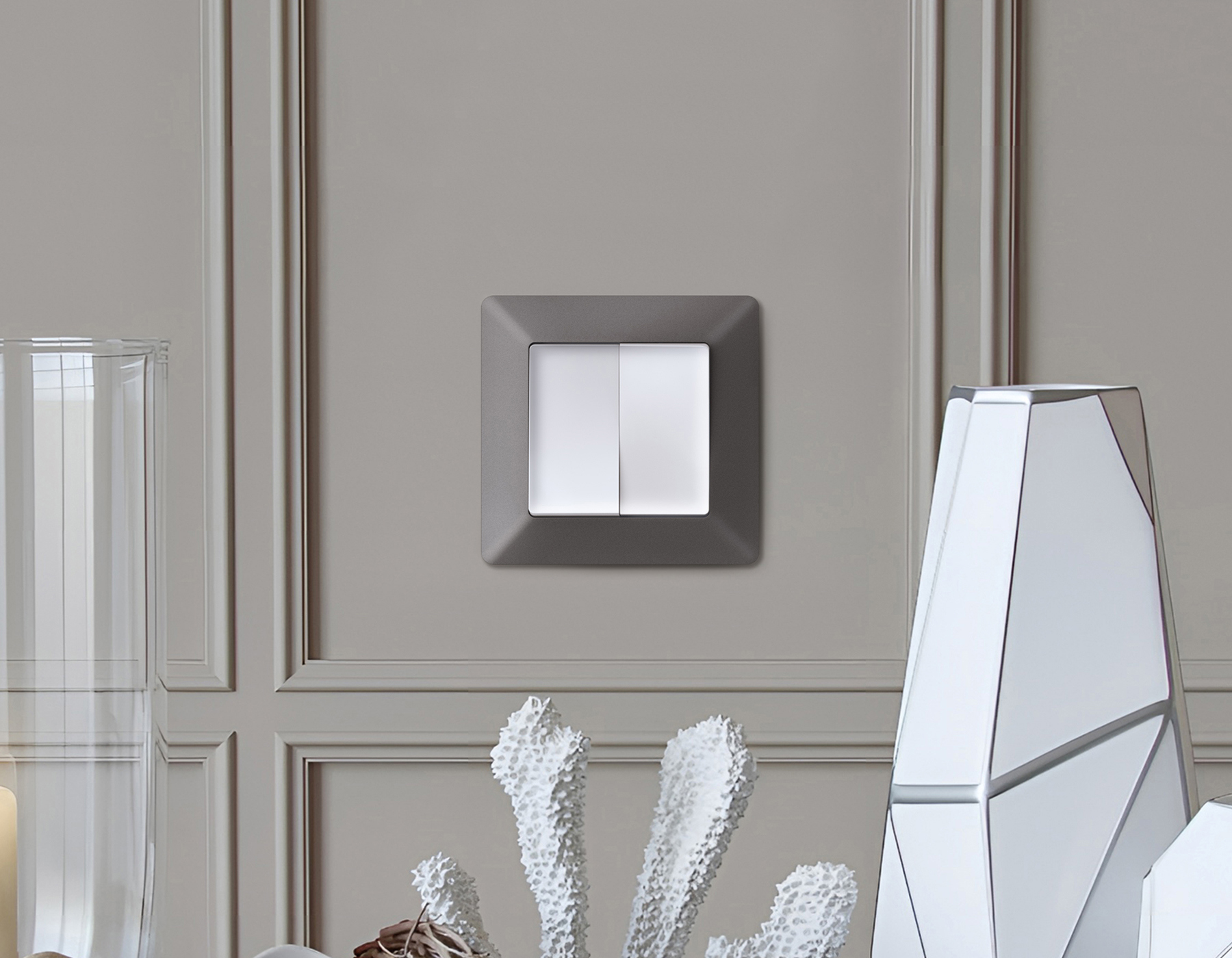 Изображение товара Рамка для розеток и выключателей Ambrella volt Alfa Line AF110653 антрацит серый