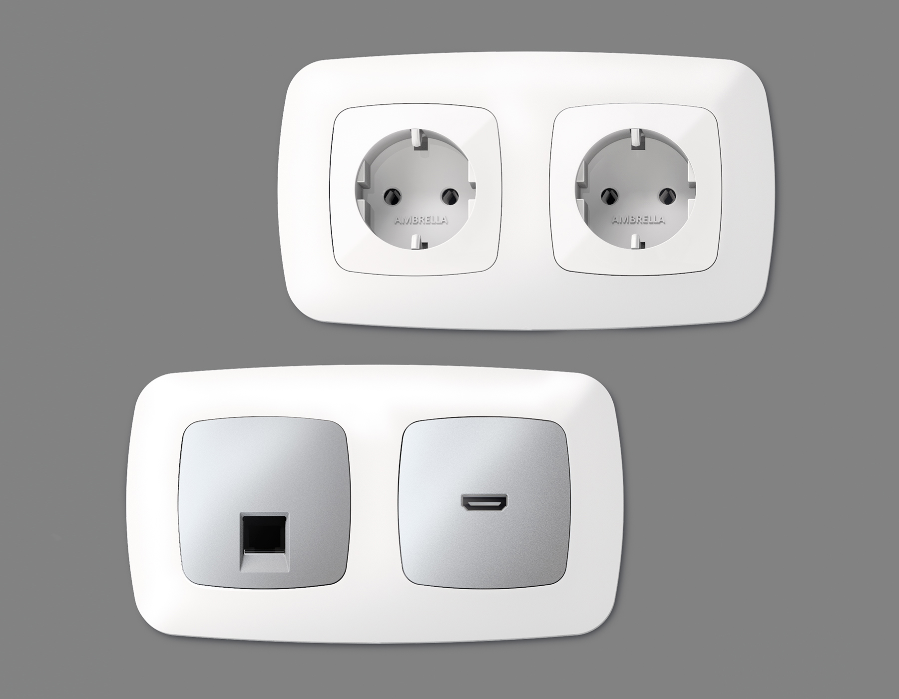 Изображение товара Рамка для розеток и выключателей Ambrella volt Omega Ecta OF140125 5 постов цвет белый матовый