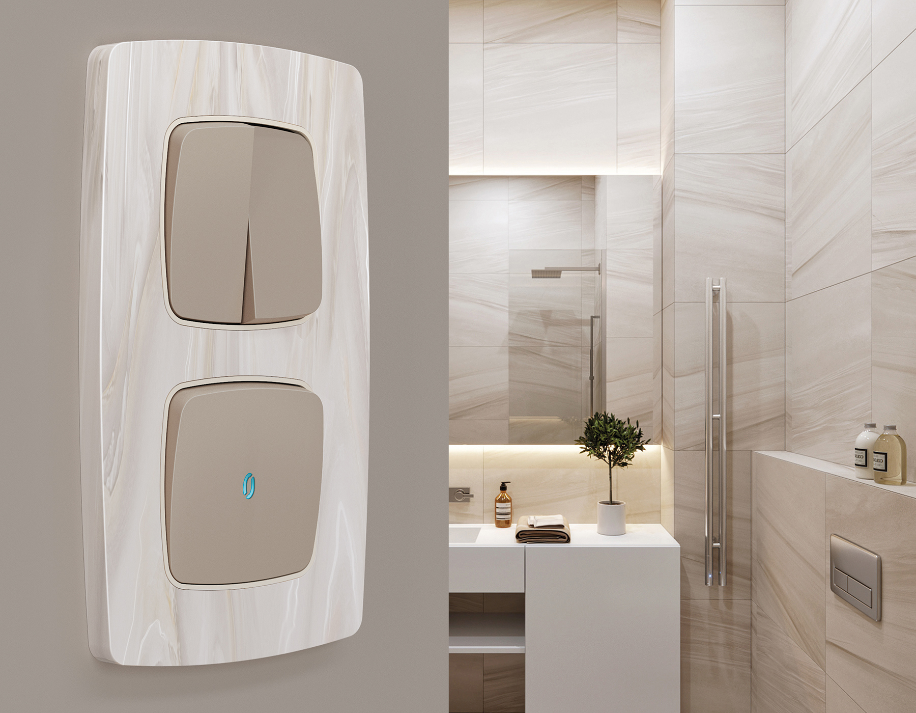 Изображение товара Амбрелла волт Онега OF940302 рамка 2 поста бежевый мрамор