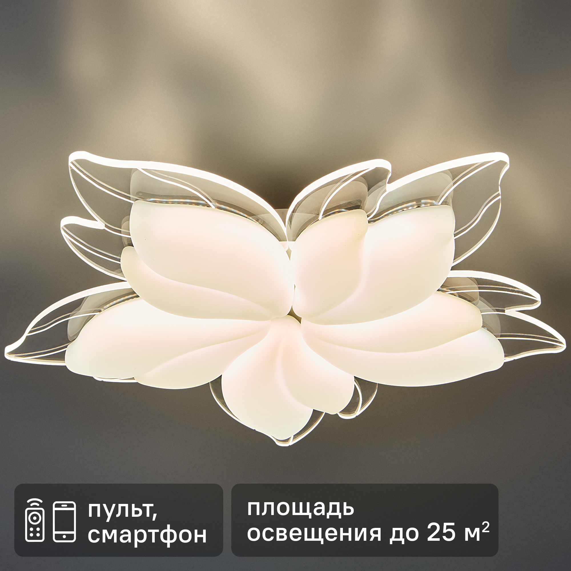 Изображение товара Светодиодная люстра EFFECT M 160W с пультом управления для низких потолков