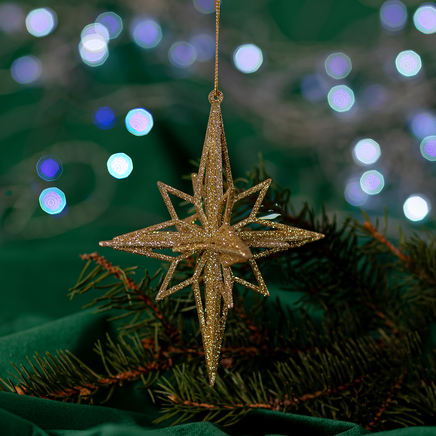 Изображение товара Новогоднее украшение Ромб 12x12 см цвет золотой