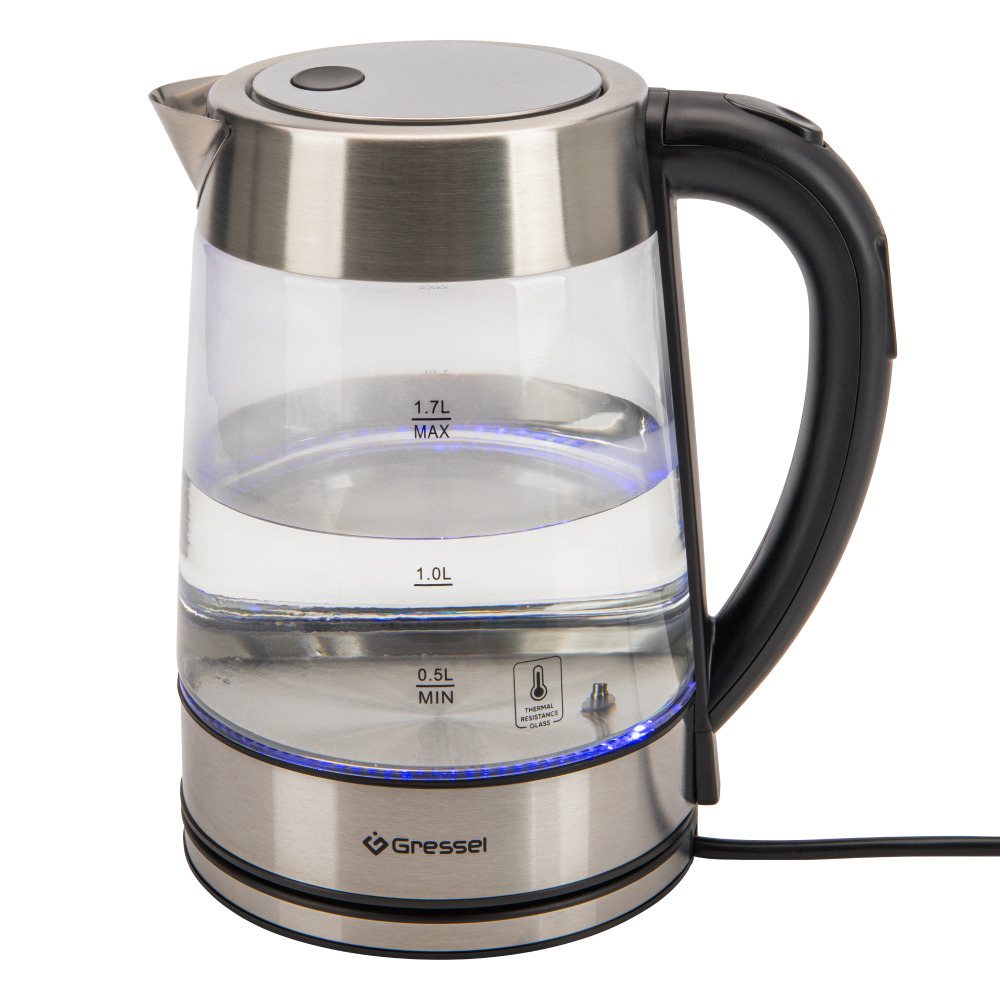 Изображение товара Электрический чайник Gressel GRK-1106 1.7 л стекло с подсветкой быстрый нагрев и безопасность