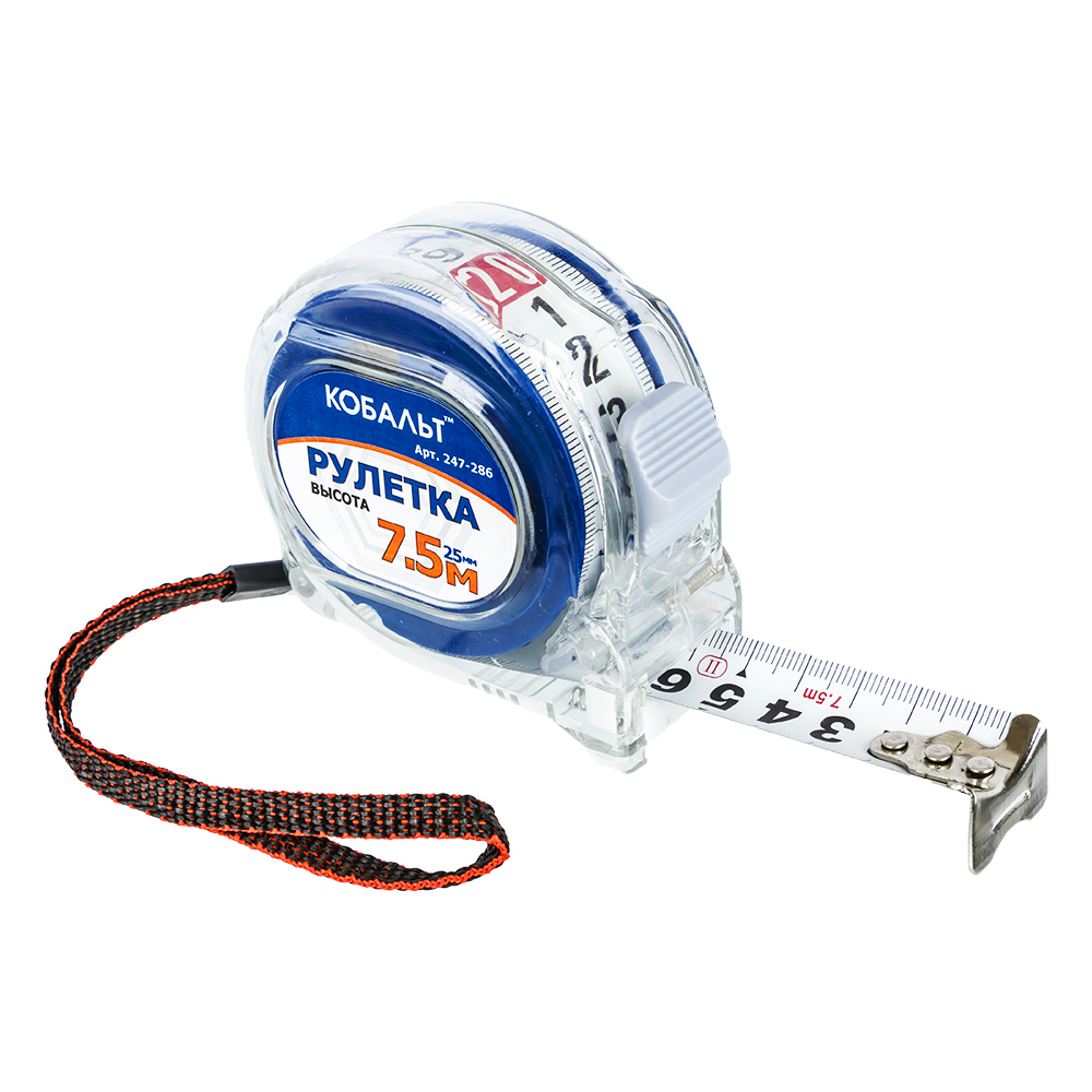 Изображение товара Рулетка Кобальт 247-286 с двухсторонней шкалой 7.5 м x 25 мм