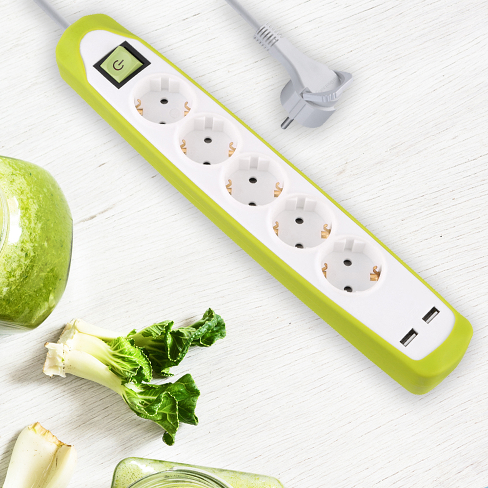 Изображение товара Удлинитель бытовой Electraline 5 розеток с заземлением 3x1 мм 2 м цвет белый