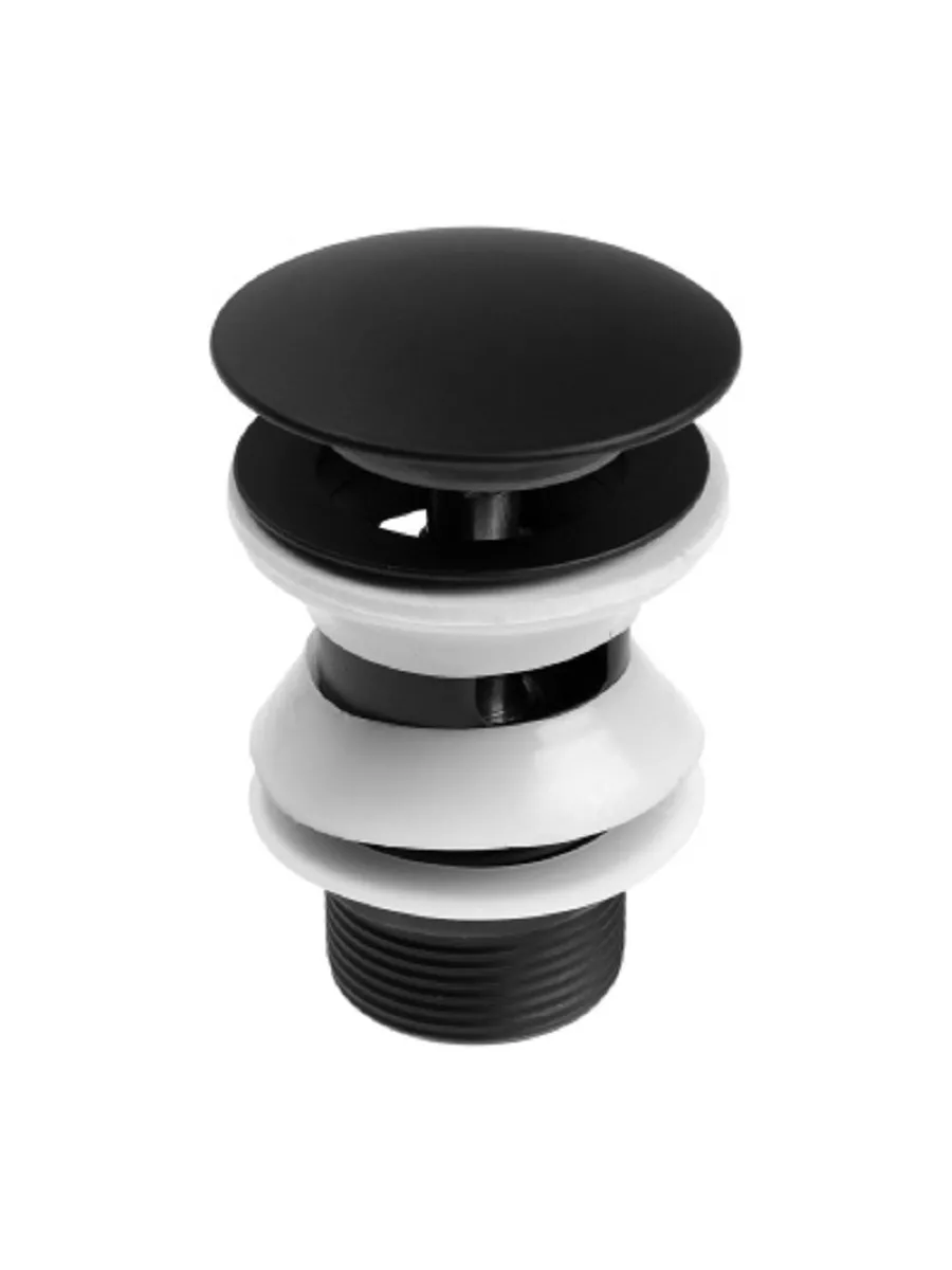 Изображение товара Донный клапан для раковины Griale черный 8 см клик-клак нержавеющая сталь