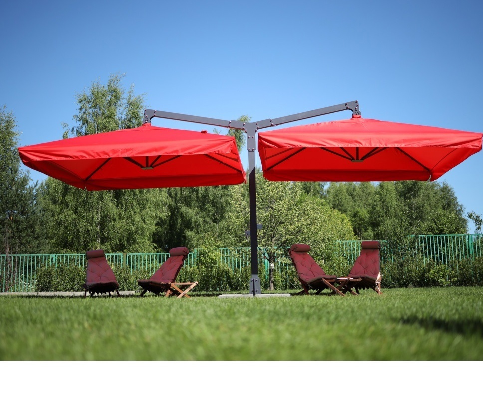 Изображение товара Зонт с боковой опорой Фабрика зонт Профи Твин 100 300x300 см h 307.8 см квадрат d 700 см красный