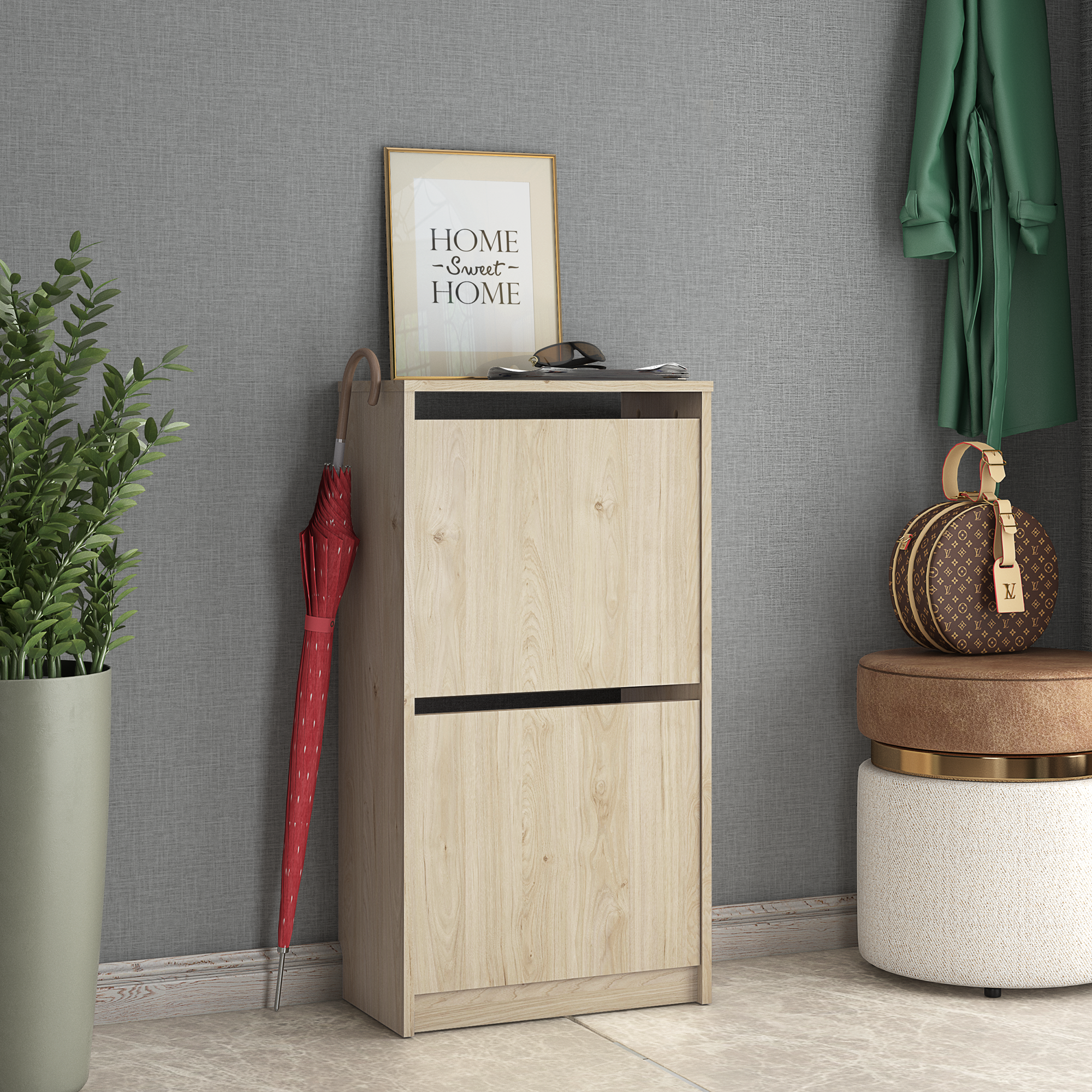 Изображение товара Обувница Реан 49.2x92.8 см с 2 секциями из ЛДСП цвет гикори джексон