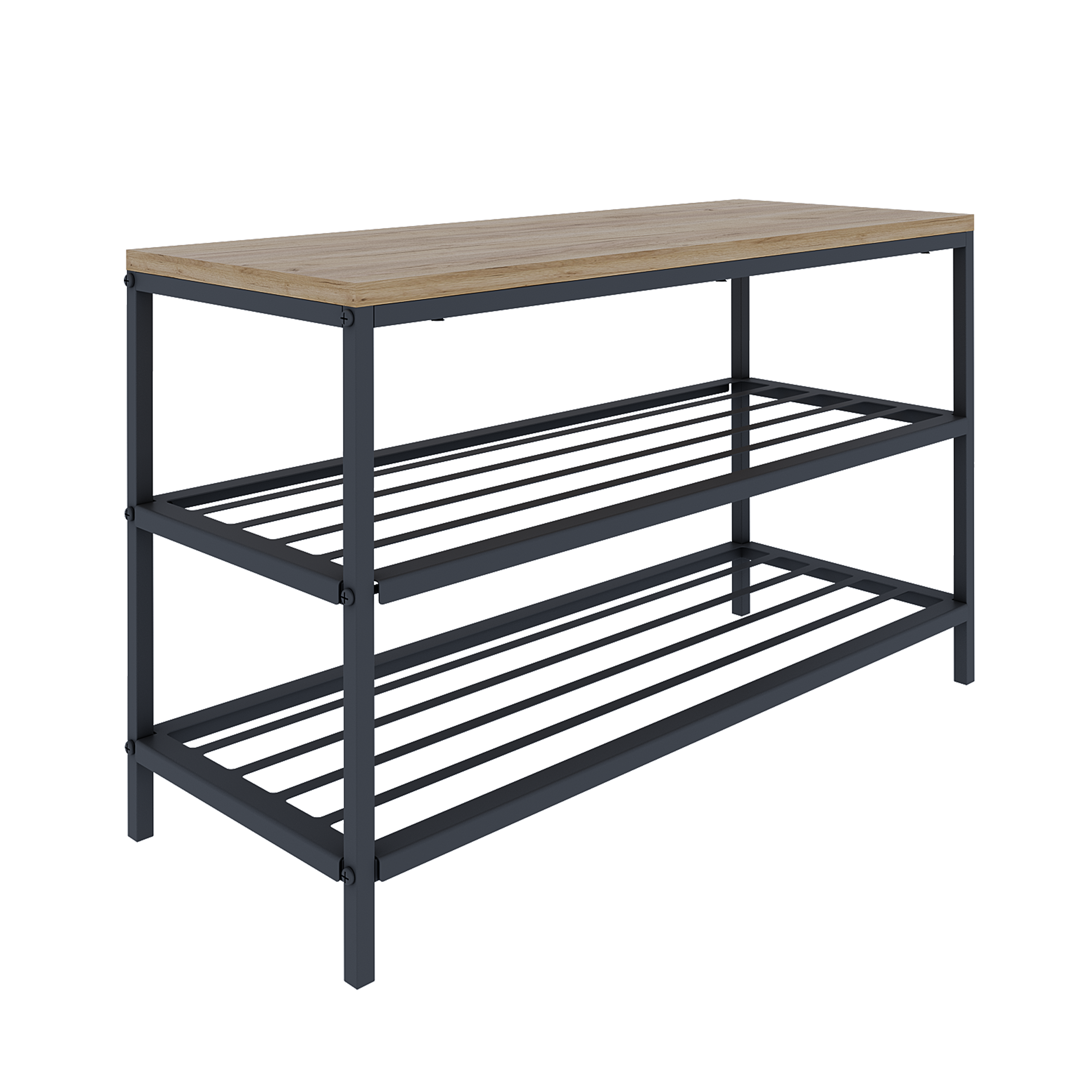 Изображение товара Банкетка Март Отто 75x47x30 см 3 полки сталь цвет черный