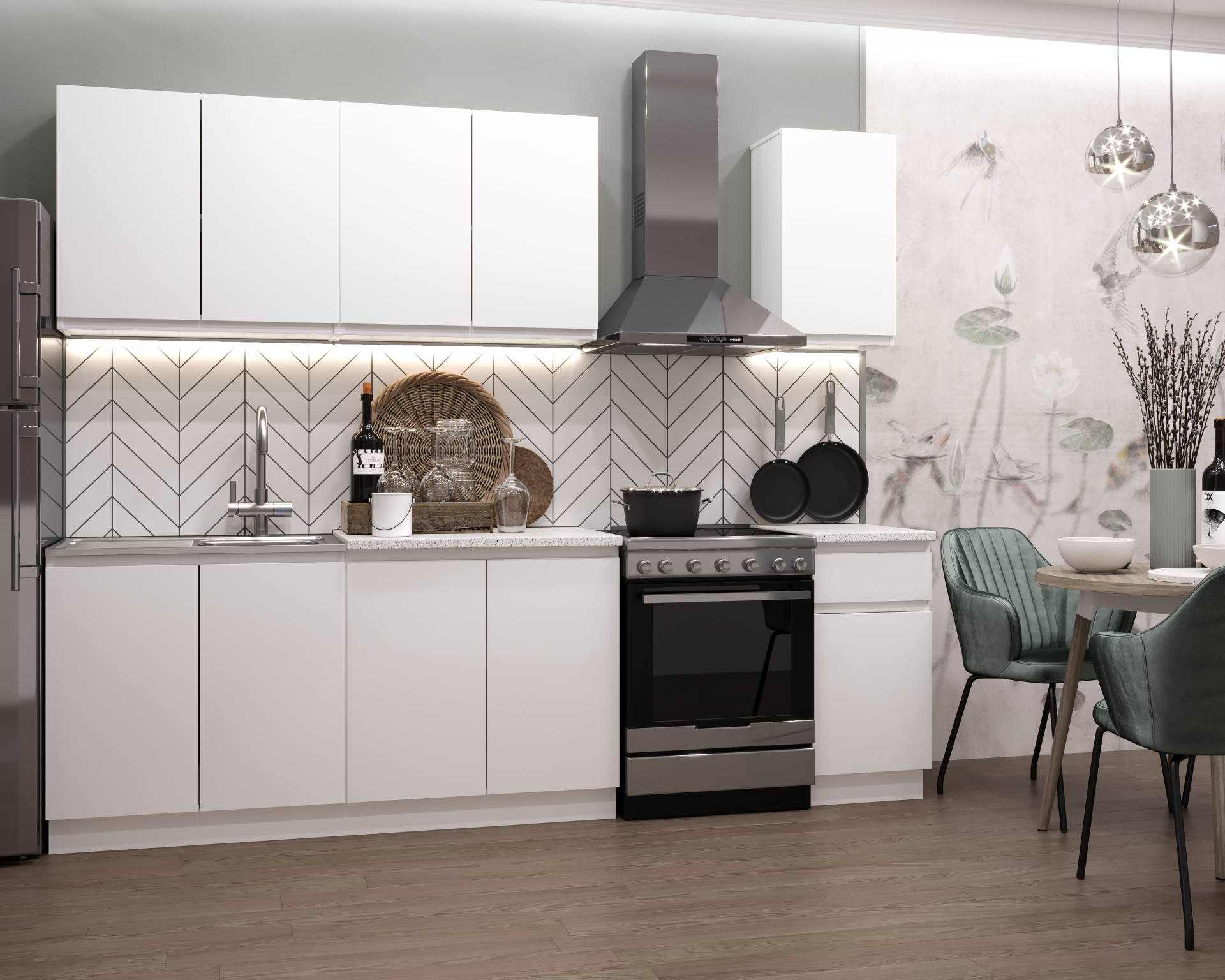 Изображение товара Кухонный гарнитур Альбина Стиль 200x160x60 см ЛДСП цвет белый