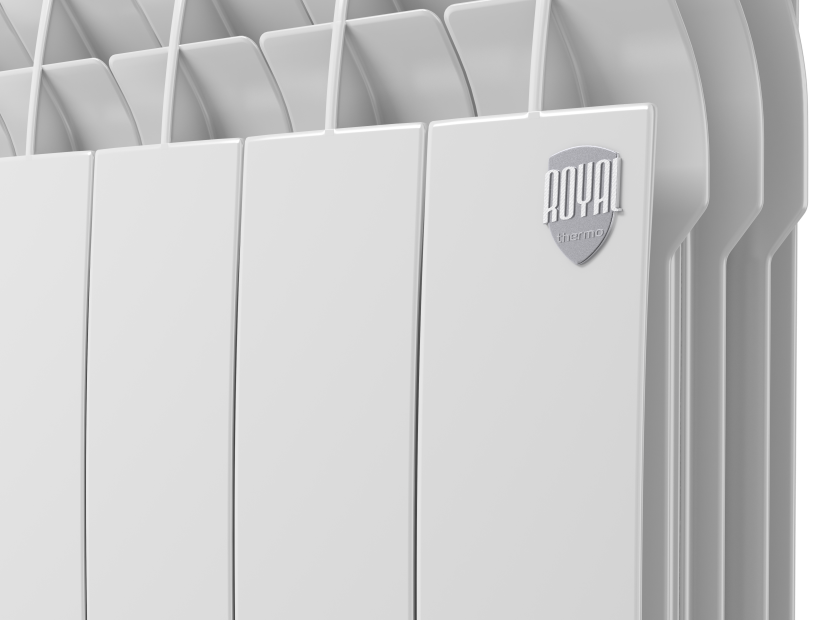 Радиатор секционный Royal Thermo Biliner Alum 500/87 8 секций боковое подключение алюминий белый - 7