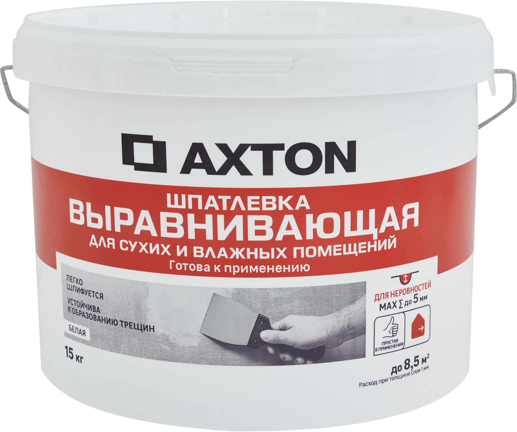 Изображение товара Выравнивающая шпаклевка Axton белая 15 кг для внутренних работ