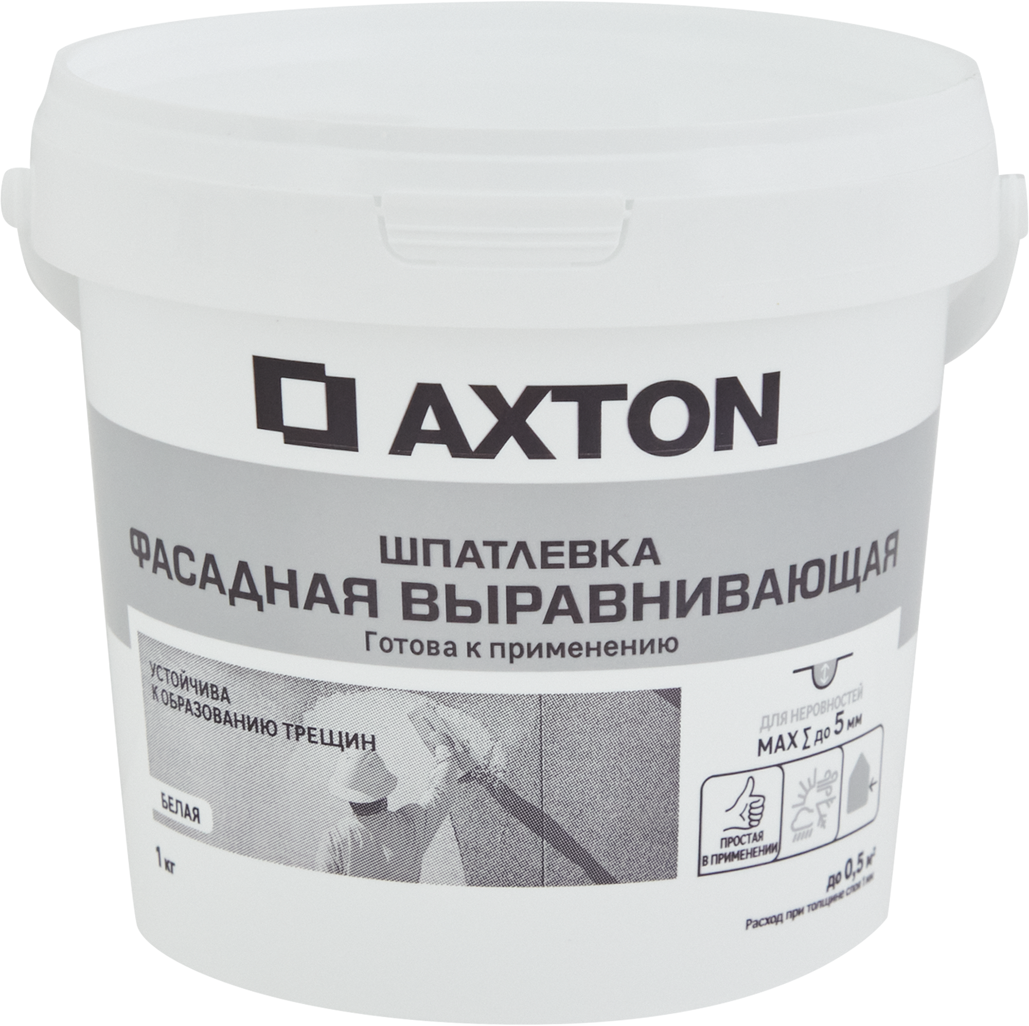 Изображение товара Шпатлевка Axton выравнивающая фасадная белая 1 кг для внешних работ