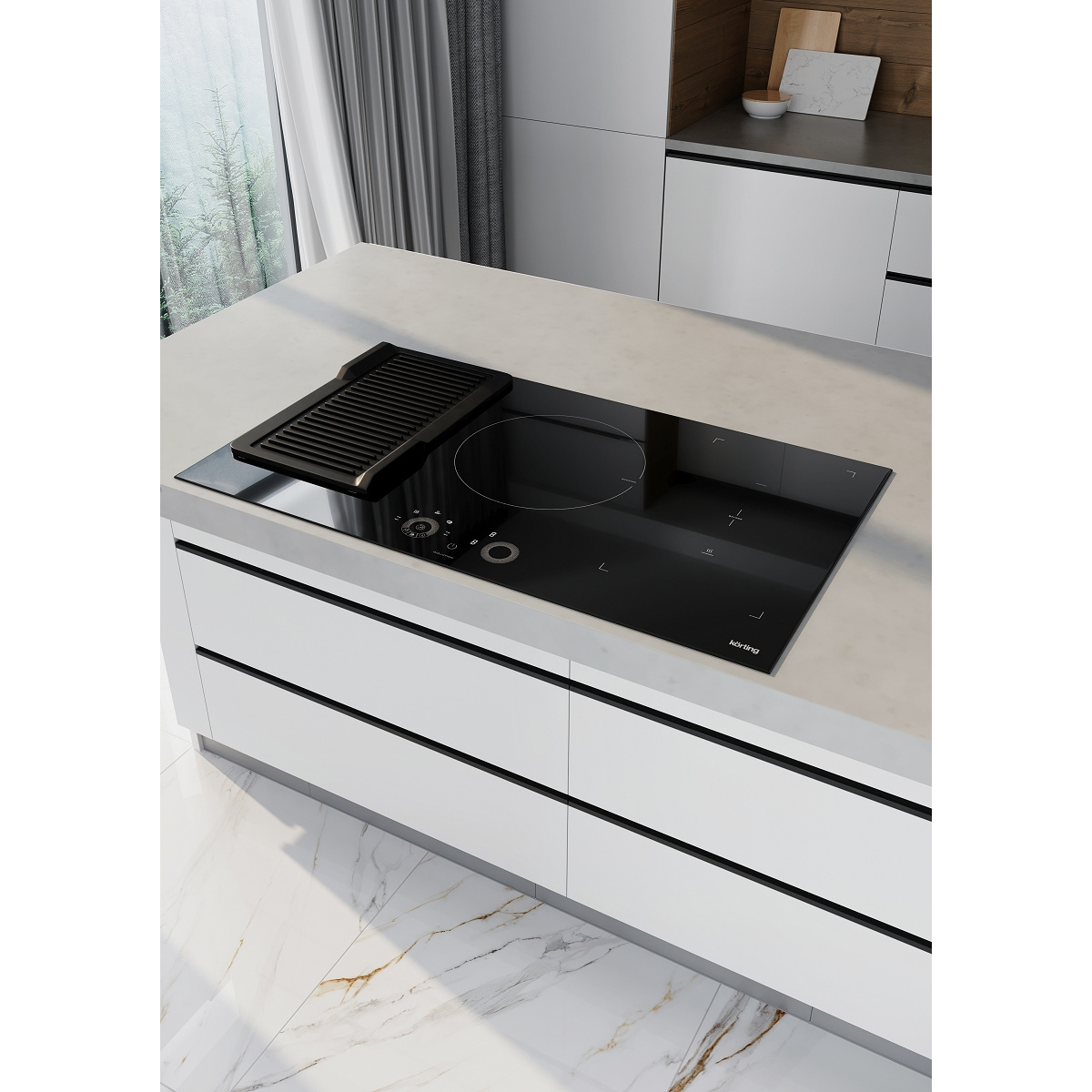 Изображение товара Индукционная варочная панель Korting HIB 95750 B Smart 90 см 5 конфорок цвет черный