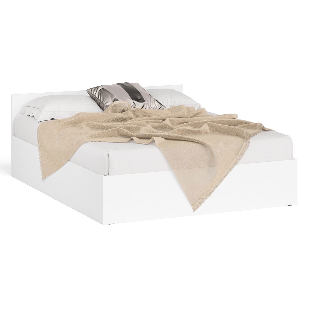 Изображение товара Двуспальная кровать СВК Мори 1600x2000 мм белый ЛДСП современная мебель