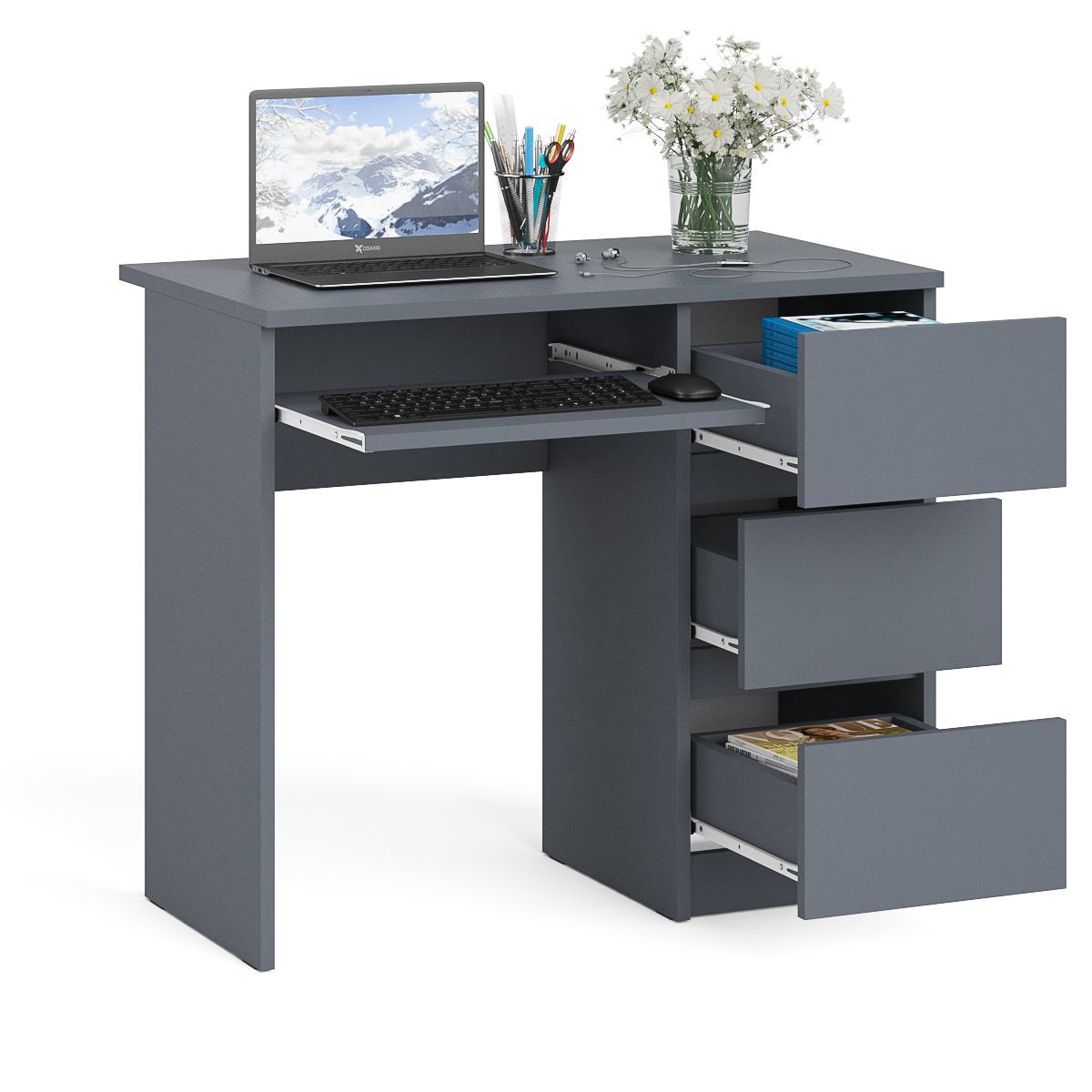 Изображение товара Компьютерный стол СВК Мори МС-6 пр 90x77x50 см ЛДСП графит