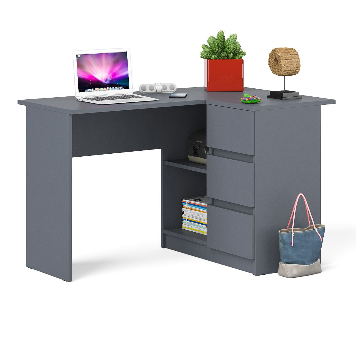 Изображение товара Компьютерный угловой стол СВК Мори МС-16 пр 124х77х85 см графит ЛДСП для офиса и дома