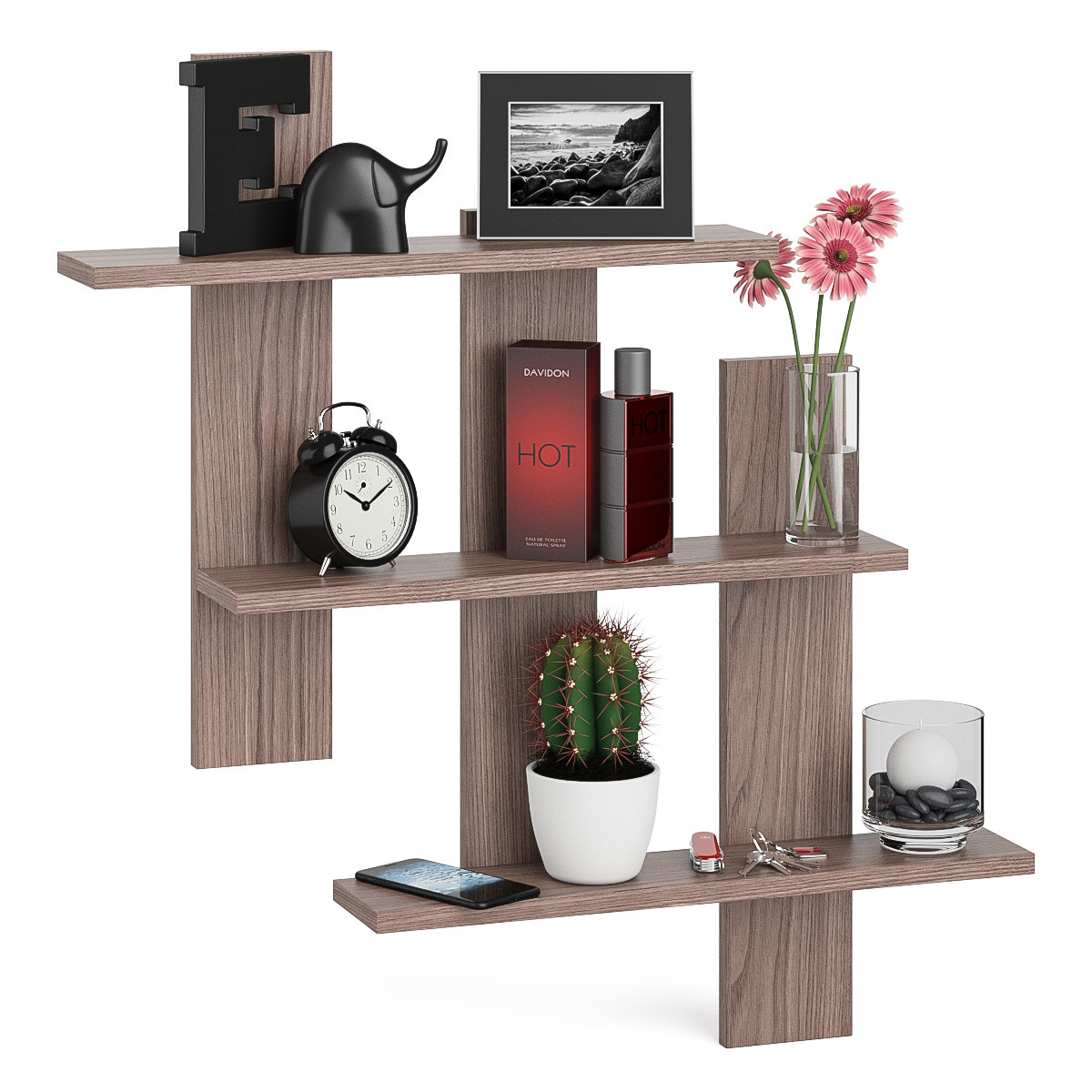 Изображение товара Настенная полка СВК 84x14 см ясень шимо тёмный