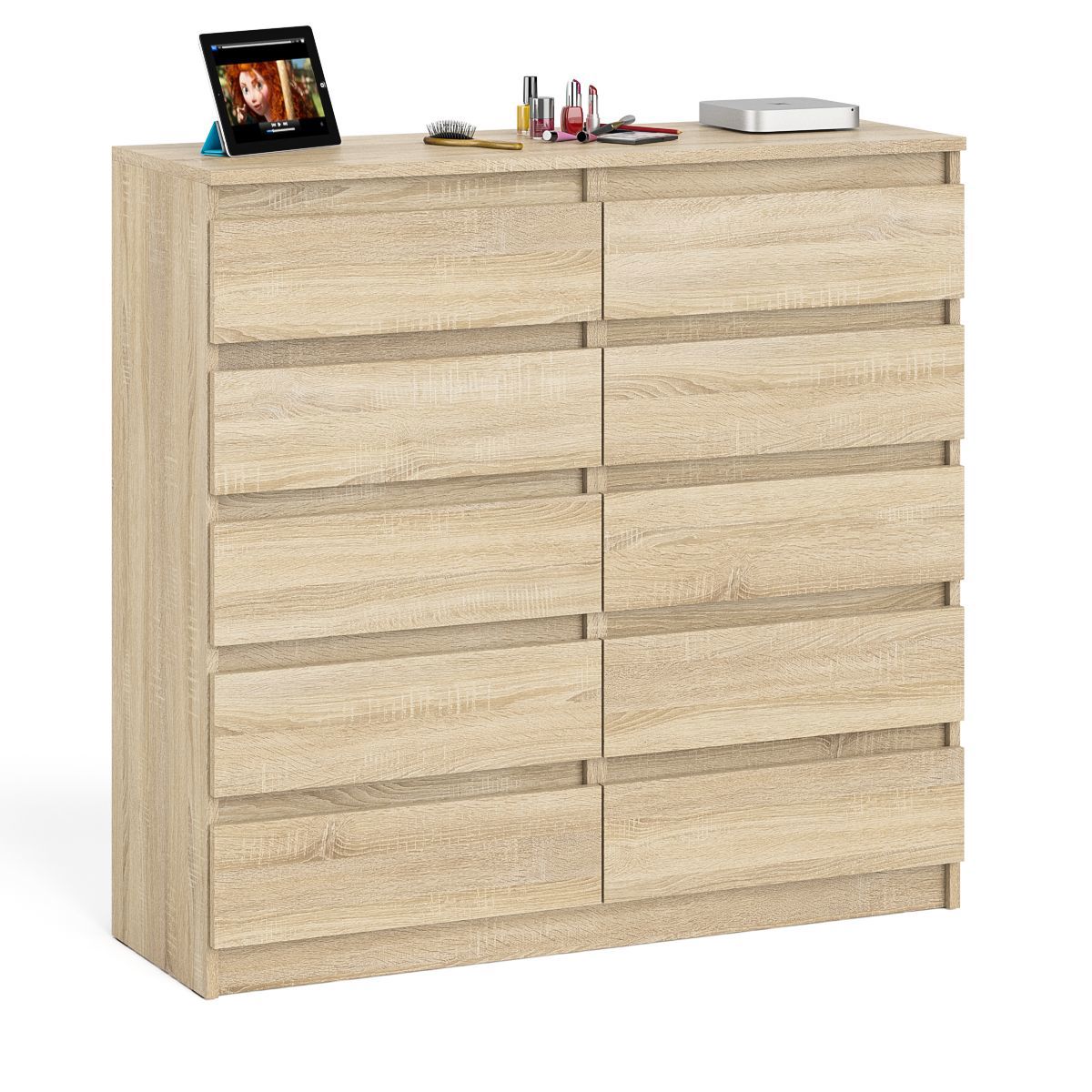 Изображение товара Комод СВК Мори мк1200.10 10 ящиков 120x41x115 см ЛДСП цвет дуб сонома
