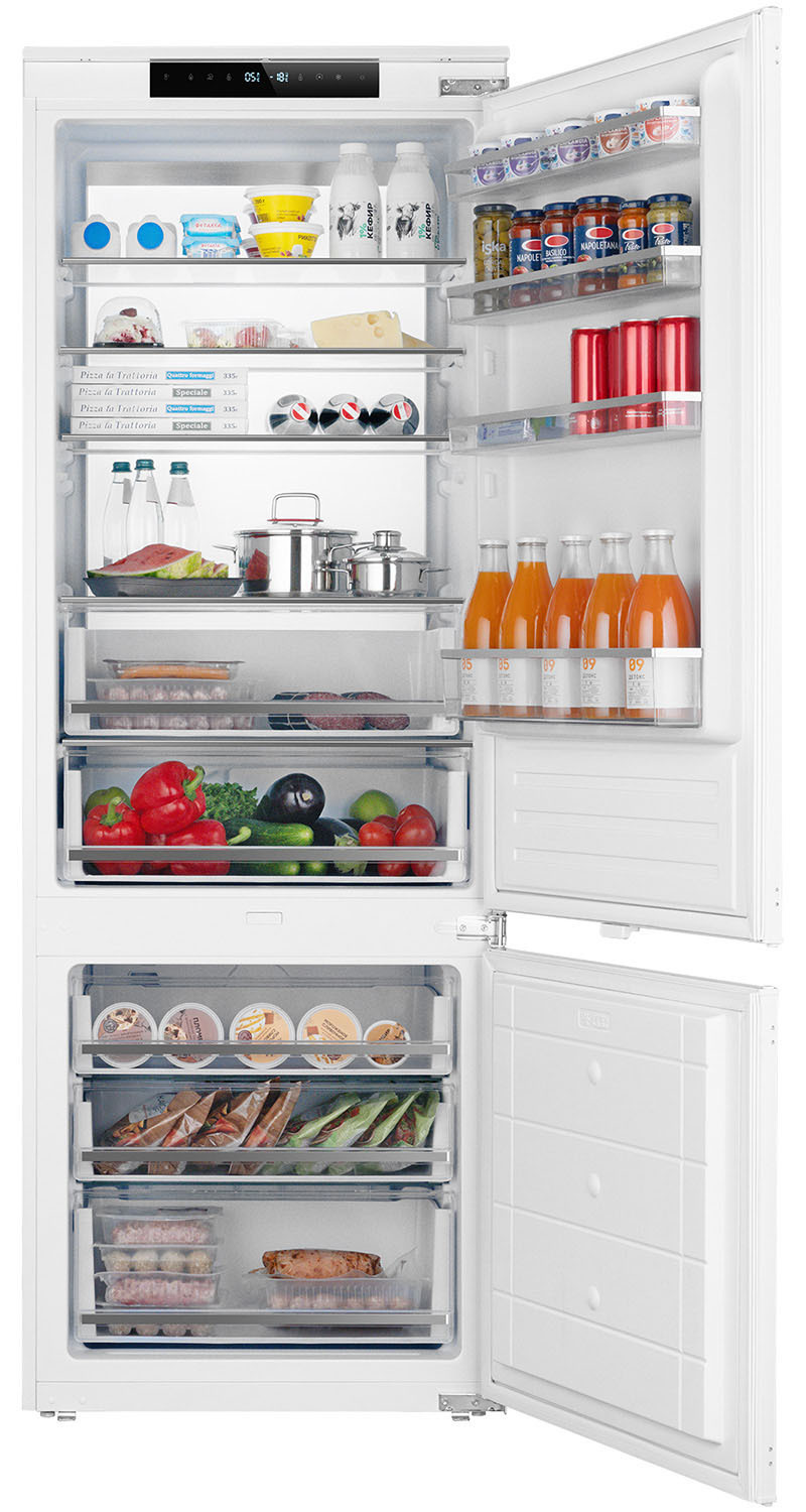 Изображение товара Встраиваемый двухкамерный холодильник Weissgauff WRKI 1969 Total NoFrost Premium белый